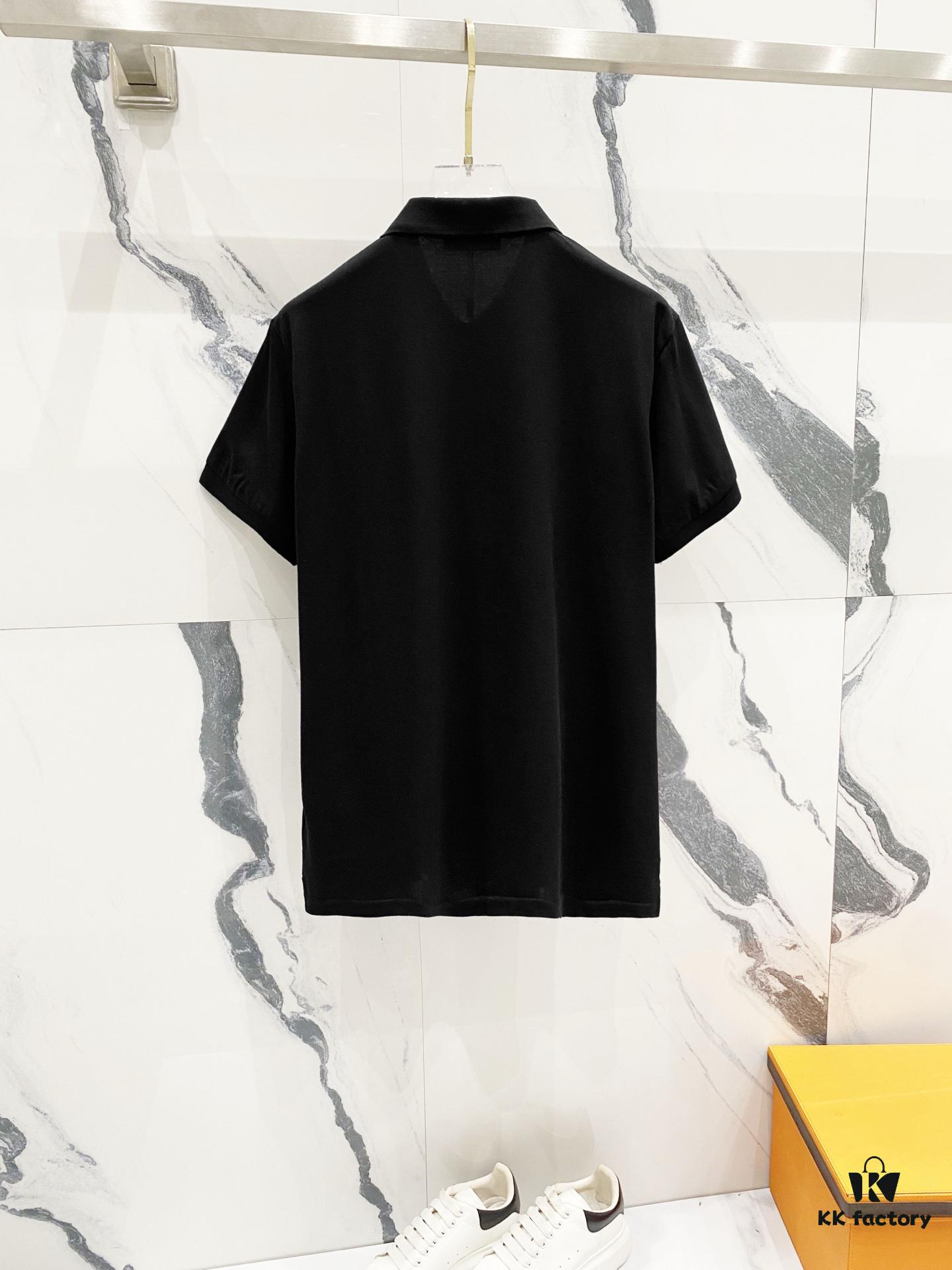 6931a11bccd8ab3d7af95031 PRADA Men's Polo Shirt with Lapel, Nylon Pocket Zipper Design, Brand Triangle Logo Metal Badge