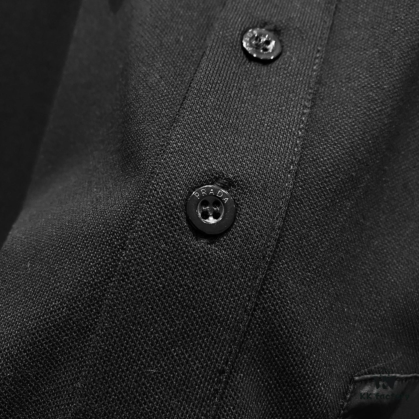 6931a11bccd8ab3d7af95037 PRADA Men's Polo Shirt with Lapel, Nylon Pocket Zipper Design, Brand Triangle Logo Metal Badge