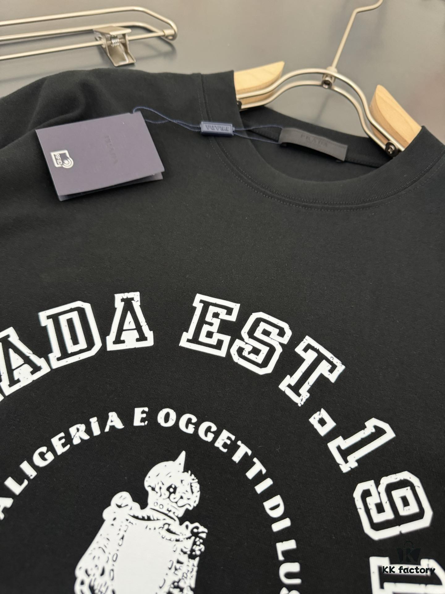 Prada 320g Heavyweight Cotton Loose-Fit T-Shirt with 3D Embossed Logo Design