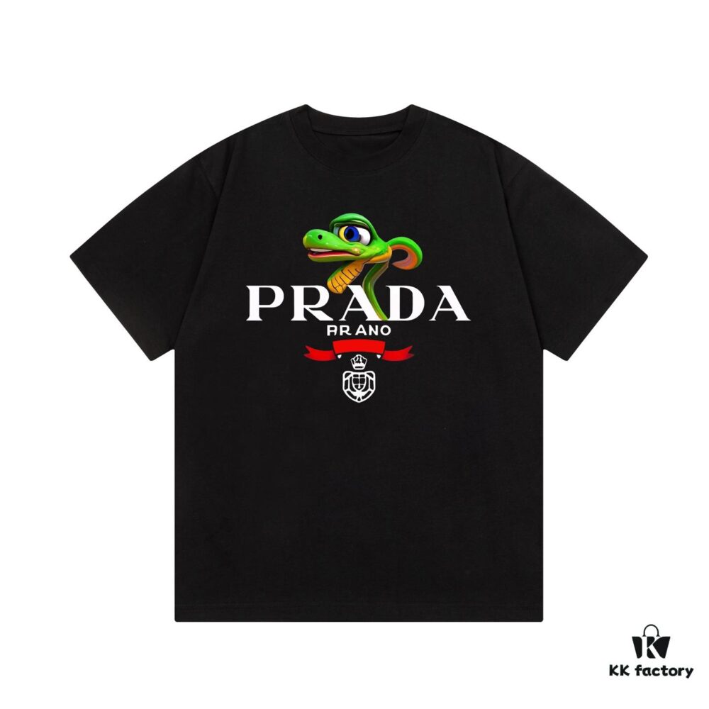 6931a11cccd8ab3d7af95055 PRADA*Prada* Loose Fit Printed Logo Design Spring Summer New Round Neck Fashion Short Sleeve T-Shirt, Soft and Comfortable Unisex Wear, Versatile Casual Essential