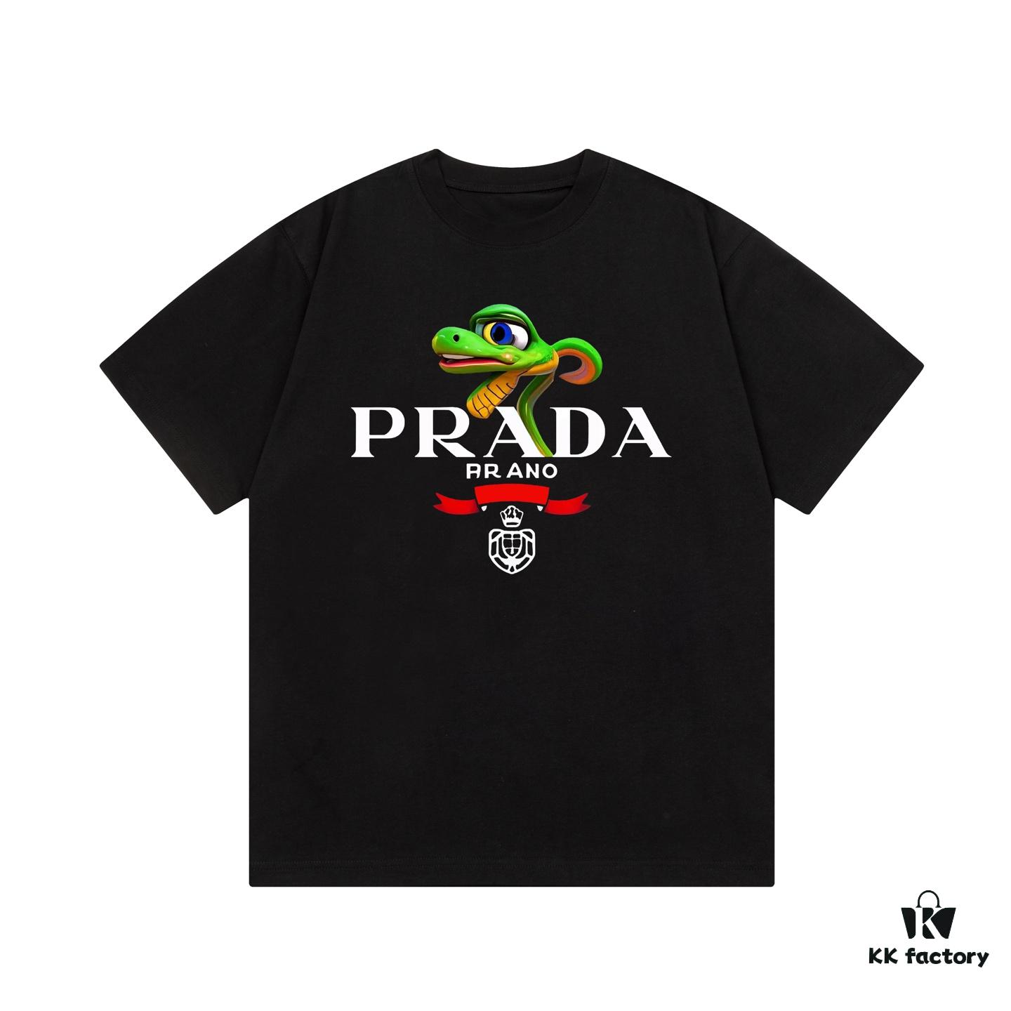 6931a11cccd8ab3d7af95055 PRADA*Prada* Loose Fit Printed Logo Design Spring Summer New Round Neck Fashion Short Sleeve T-Shirt, Soft and Comfortable Unisex Wear, Versatile Casual Essential