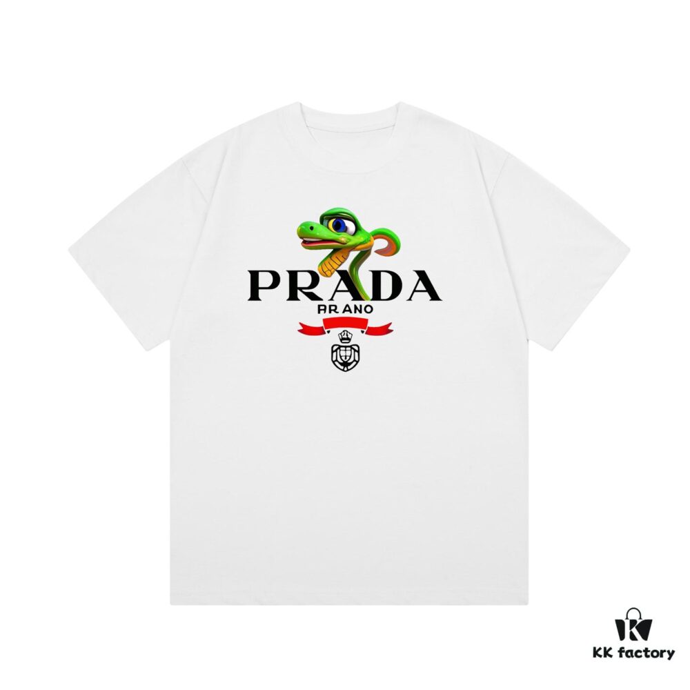 6931a11dccd8ab3d7af9505e PRADA*Prada* Loose Fit Printed Logo Design Spring Summer New Fashion Crew Neck Short Sleeve T-Shirt, Soft and Comfortable Unisex Wear, Versatile Casual Essential