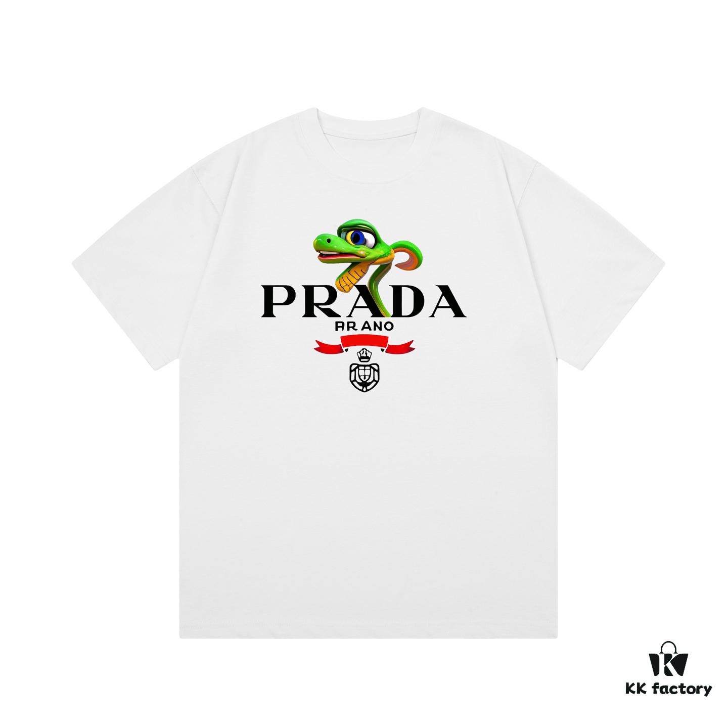 6931a11dccd8ab3d7af9505e PRADA*Prada* Loose Fit Printed Logo Design Spring Summer New Fashion Crew Neck Short Sleeve T-Shirt, Soft and Comfortable Unisex Wear, Versatile Casual Essential