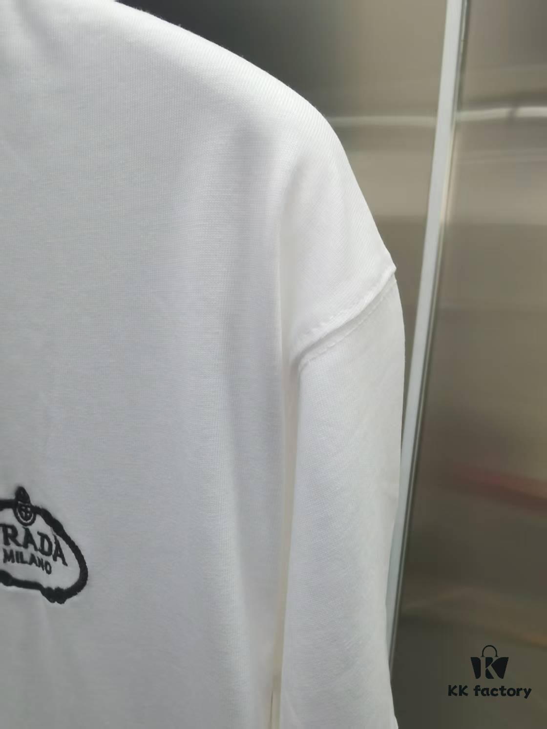 6931a121ccd8ab3d7af950ba PR*DA Embroidered Short Sleeve T-Shirt (Premium Embroidery Version, Different from Standard)