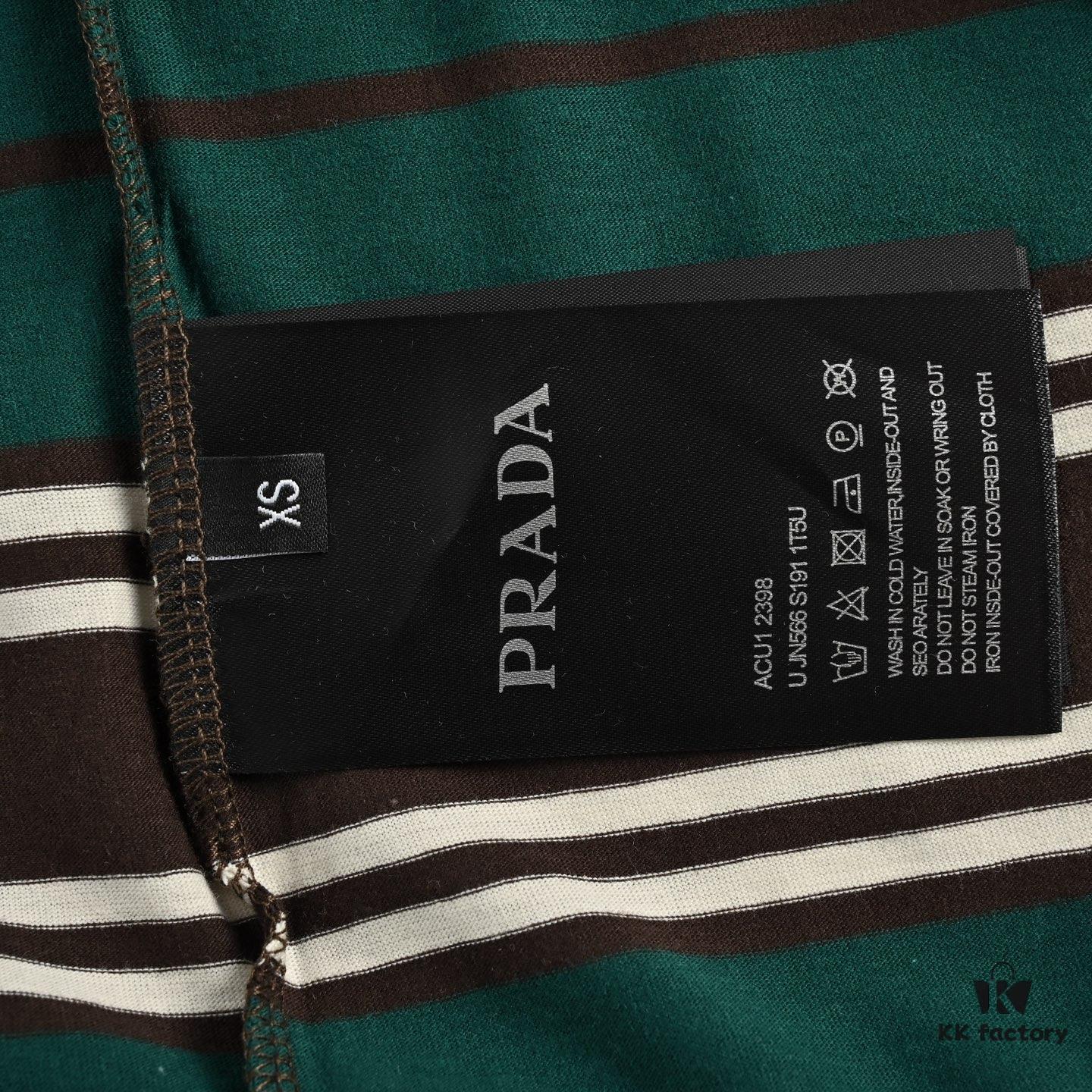 Prada Pocket Logo Striped Short Sleeve T-Shirt