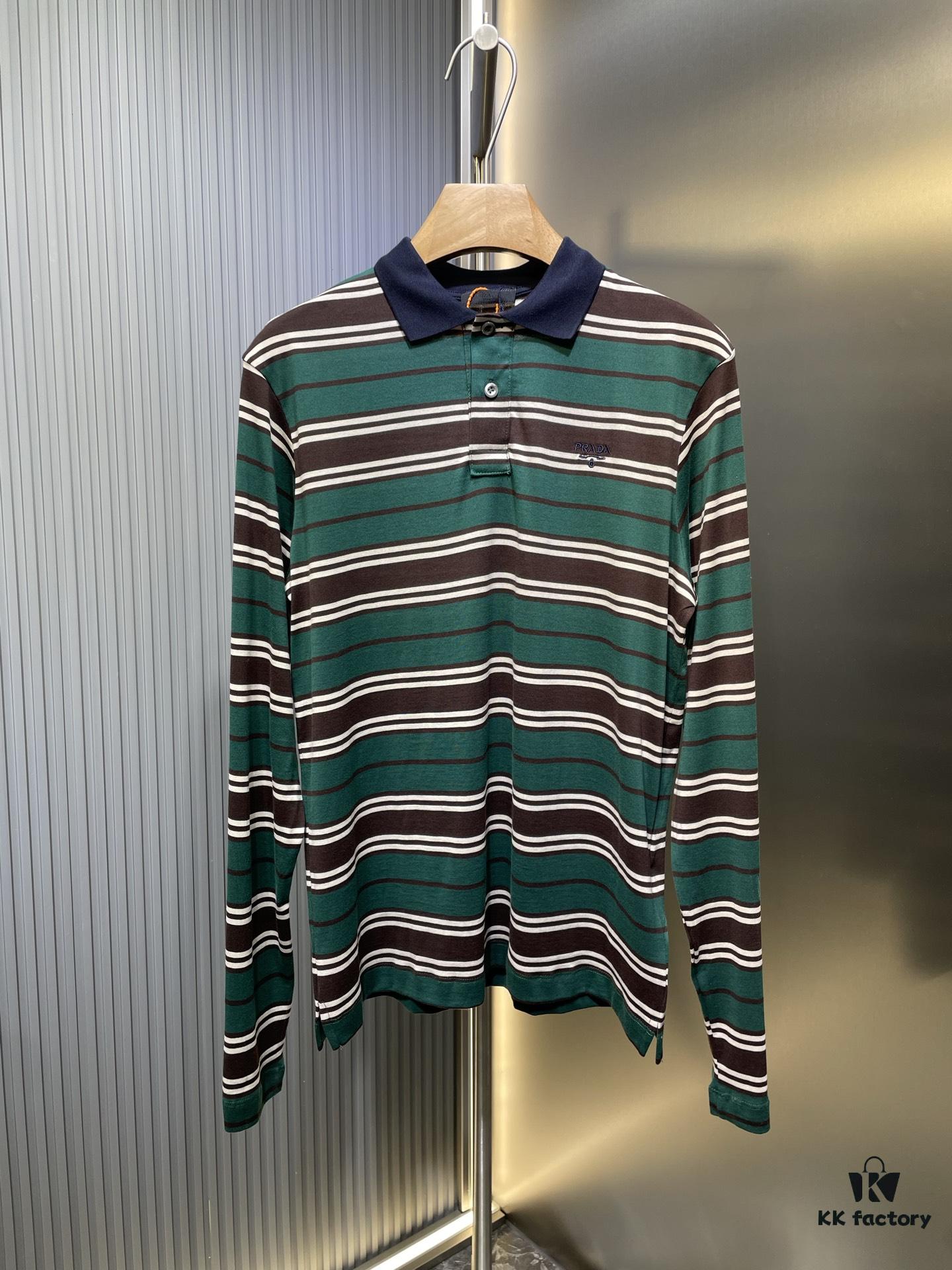 6931a129ccd8ab3d7af95156 Prada Striped Long-Sleeve Polo Shirt