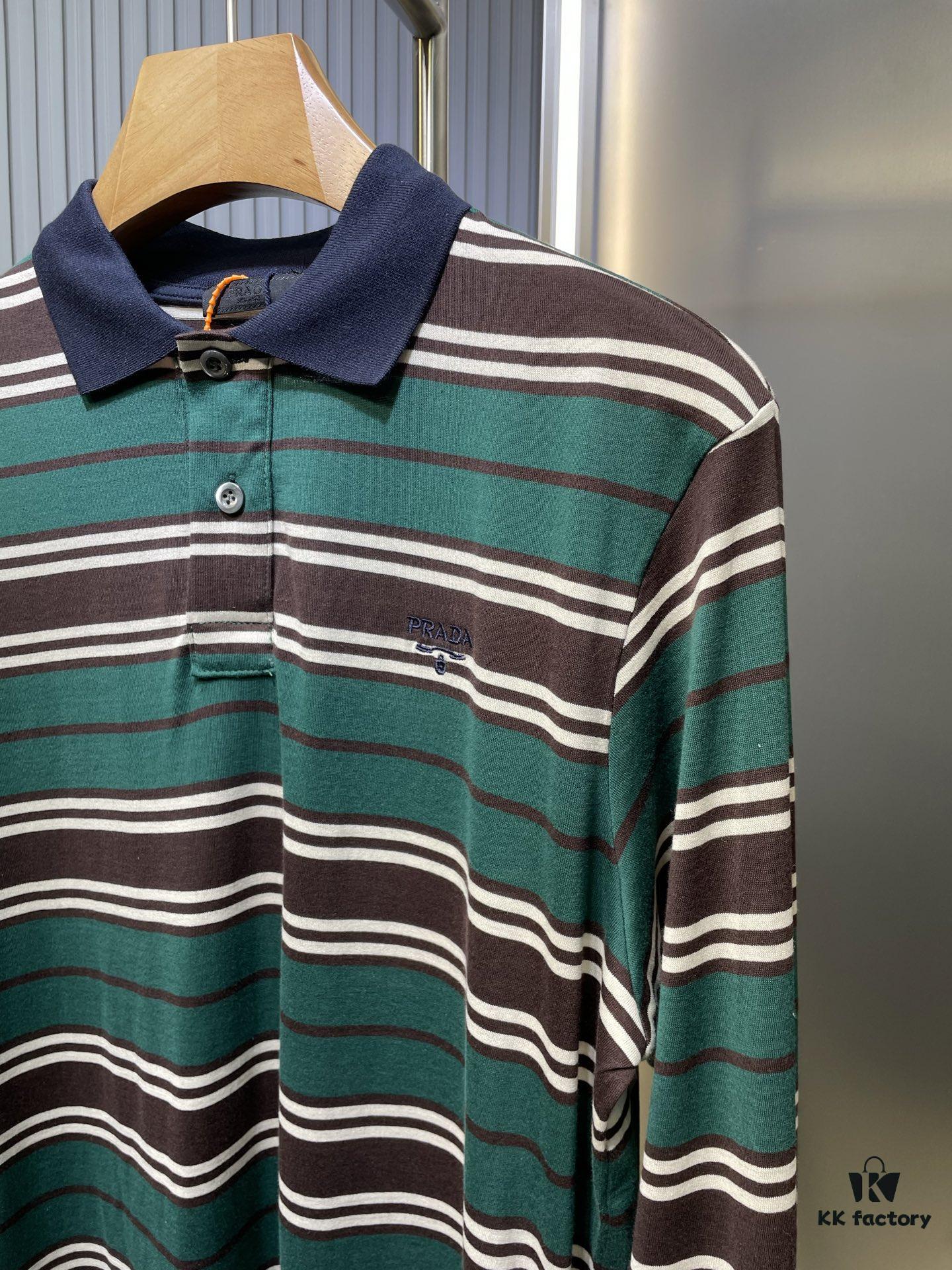 6931a12accd8ab3d7af9515c Prada Striped Long-Sleeve Polo Shirt