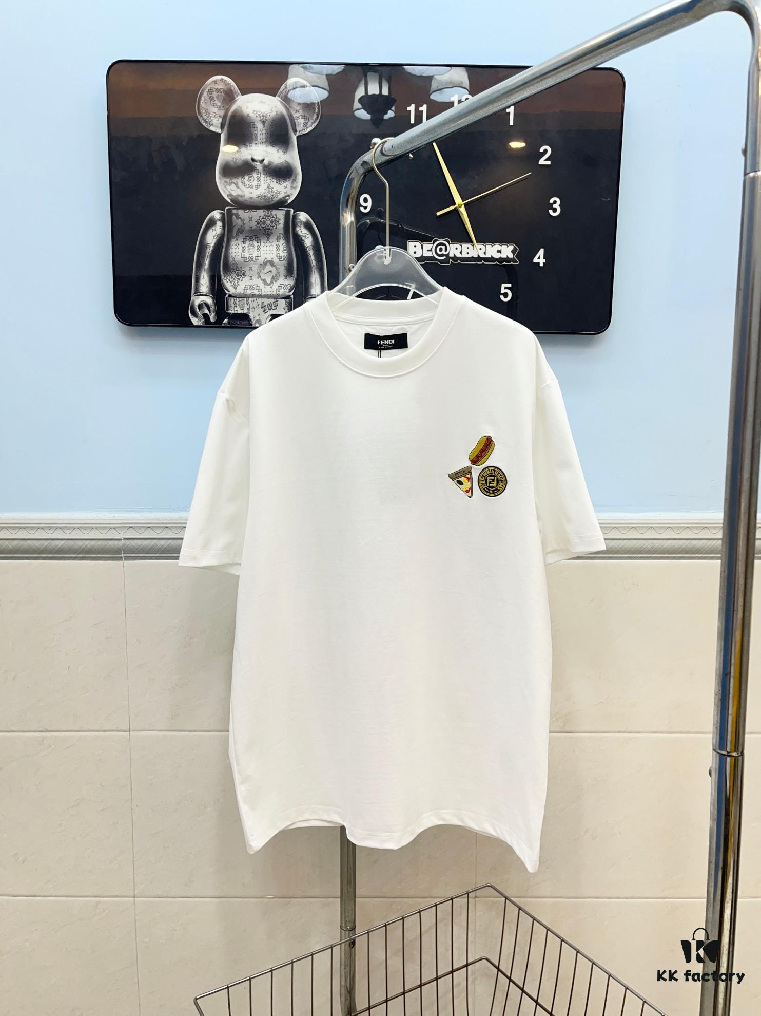 6931a12eccd8ab3d7af951b1 FENDI Men's 3D Embroidered Cotton Short Sleeve T-Shirt, Premium 280g Double-Layer Cotton Fabric, Comfortable and Soft, Spring/Summer New Arrival