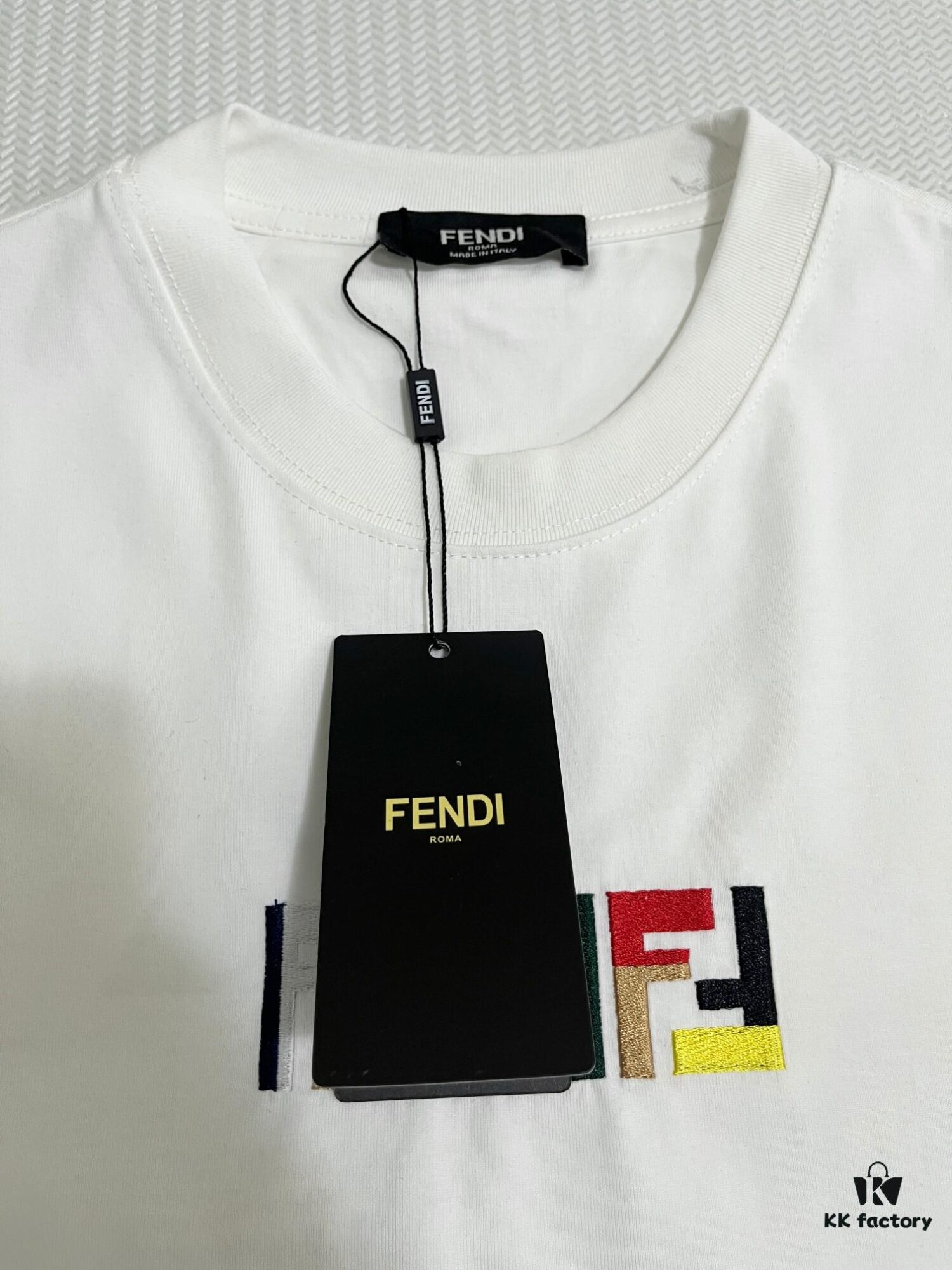 6931a12fccd8ab3d7af951c8 FENDI Men's Premium Cotton Embroidered Casual Short Sleeve T-Shirt, 280g Double-Layer Cotton Fabric, 3D High-End Embroidery, Spring and Summer New Arrival