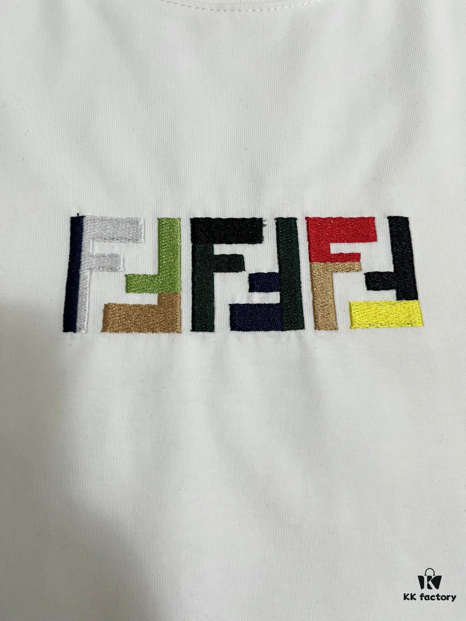 6931a12fccd8ab3d7af951c9 FENDI Men's Premium Cotton Embroidered Casual Short Sleeve T-Shirt, 280g Double-Layer Cotton Fabric, 3D High-End Embroidery, Spring and Summer New Arrival