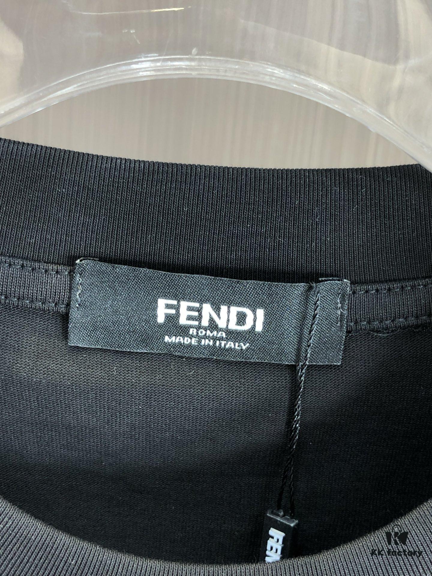 6931a12fccd8ab3d7af951cf FENDI Fendi 2025 Spring/Summer New Arrival Round Neck Short Sleeve T-Shirt with Hand-Painted Front and Back Print, Made from 320g Double-Yarn Combed Cotton, Slightly Loose Fit, Soft and Substantial Fabric, Unisex Design