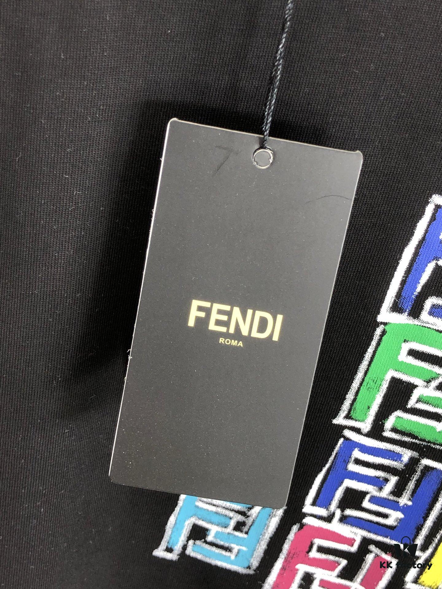 6931a12fccd8ab3d7af951d0 FENDI Fendi 2025 Spring/Summer New Arrival Round Neck Short Sleeve T-Shirt with Hand-Painted Front and Back Print, Made from 320g Double-Yarn Combed Cotton, Slightly Loose Fit, Soft and Substantial Fabric, Unisex Design