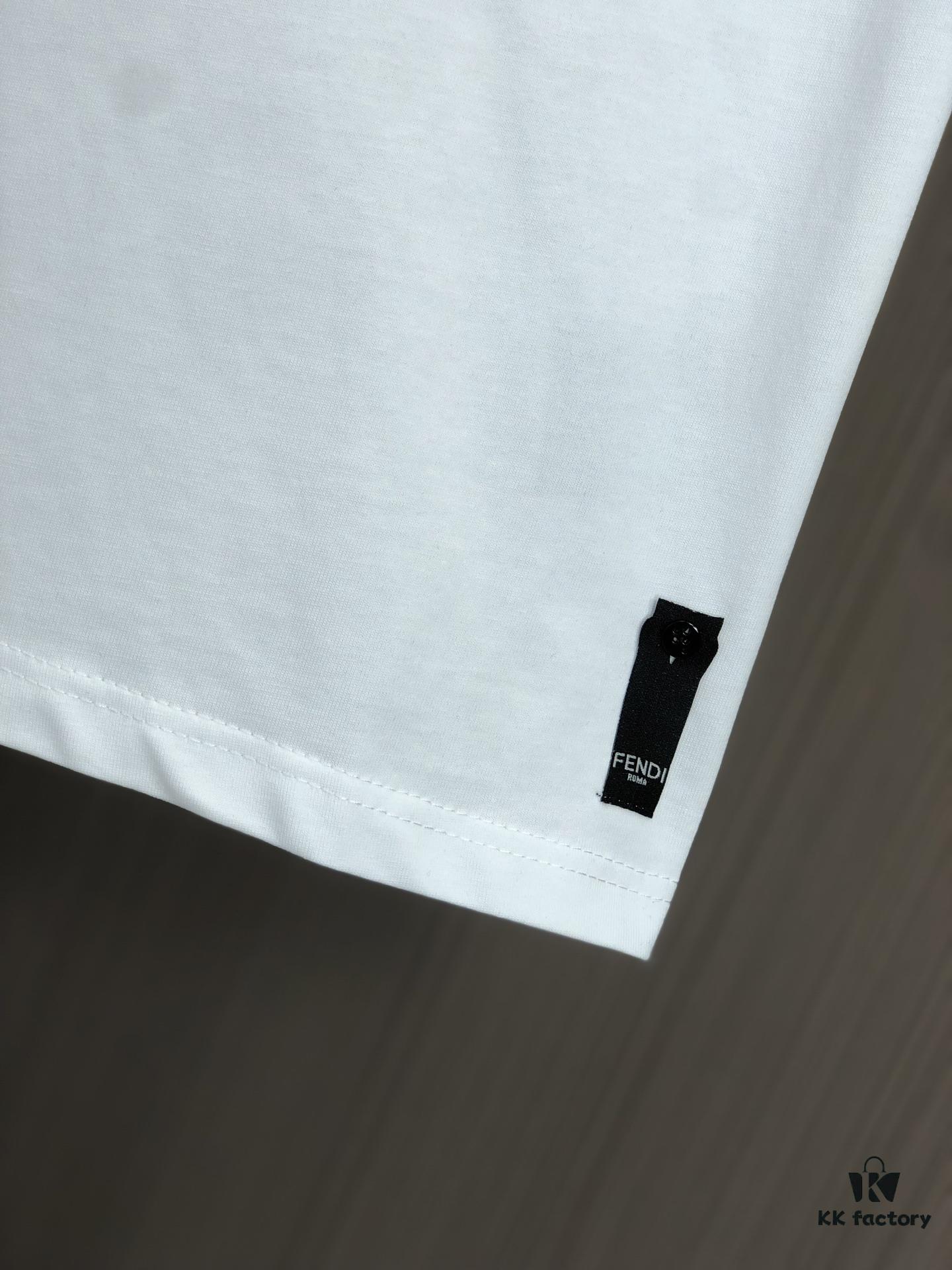 6931a130ccd8ab3d7af951d7 FENDI Fendi 2025 Spring/Summer New Arrival Round Neck Short Sleeve T-Shirt with Hand-Painted Front and Back Print, Made of Heavyweight 320g Double-Yarn Combed Cotton Fabric, Slightly Loose Fit, Soft and Substantial Fabric Texture, Unisex Design