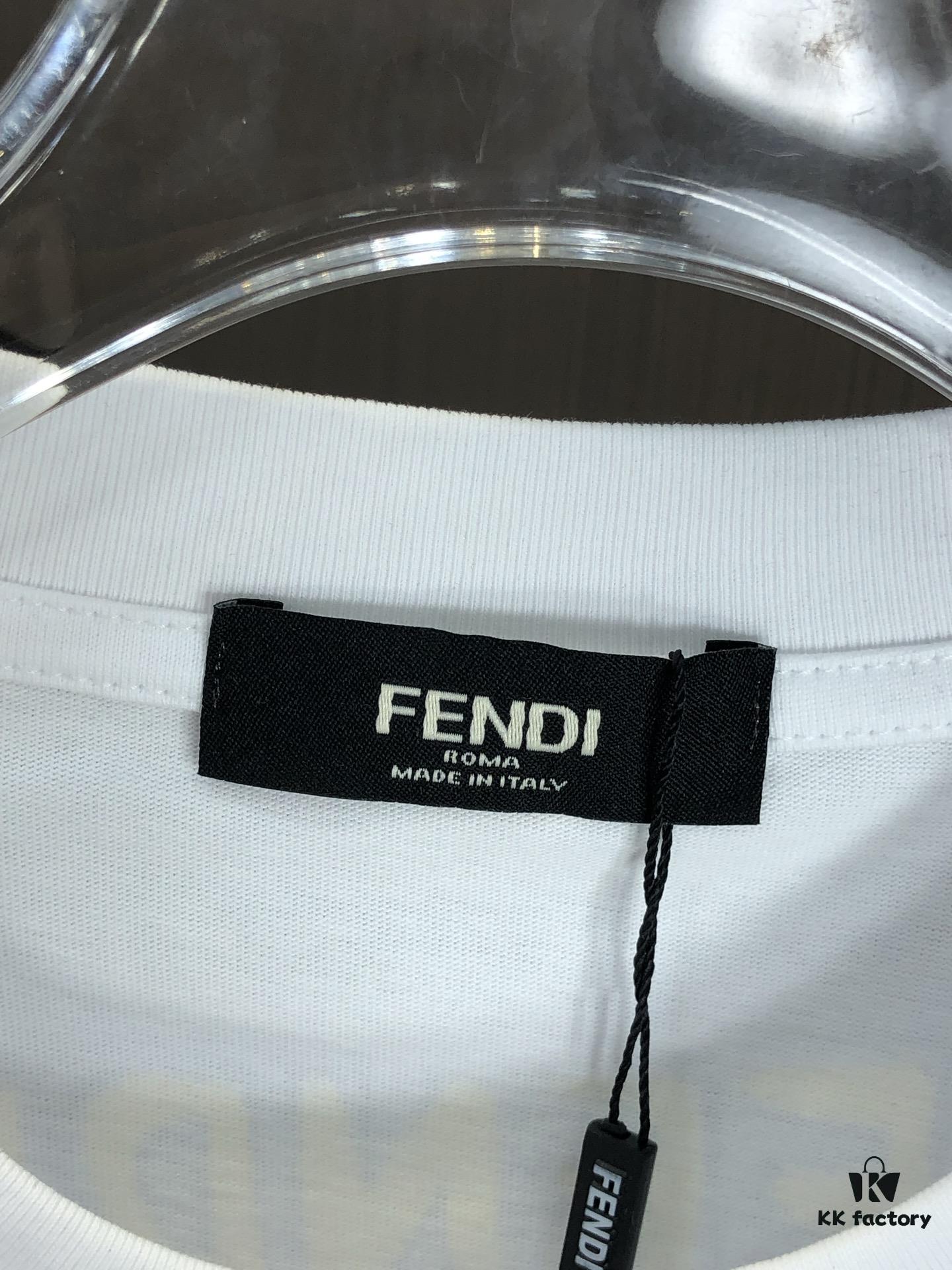 6931a130ccd8ab3d7af951d8 FENDI Fendi 2025 Spring/Summer New Arrival Round Neck Short Sleeve T-Shirt with Hand-Painted Front and Back Print, Made of Heavyweight 320g Double-Yarn Combed Cotton Fabric, Slightly Loose Fit, Soft and Substantial Fabric Texture, Unisex Design