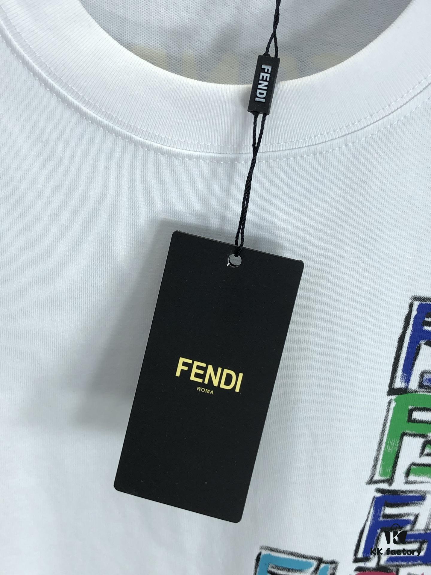 6931a130ccd8ab3d7af951d9 FENDI Fendi 2025 Spring/Summer New Arrival Round Neck Short Sleeve T-Shirt with Hand-Painted Front and Back Print, Made of Heavyweight 320g Double-Yarn Combed Cotton Fabric, Slightly Loose Fit, Soft and Substantial Fabric Texture, Unisex Design
