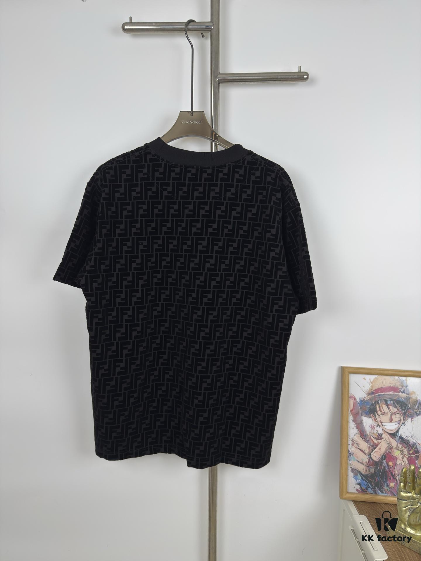 6931a132ccd8ab3d7af95202 New FENDI Jacquard Velour All-Over Print Short Sleeve T-Shirt Unisex Summer Wear