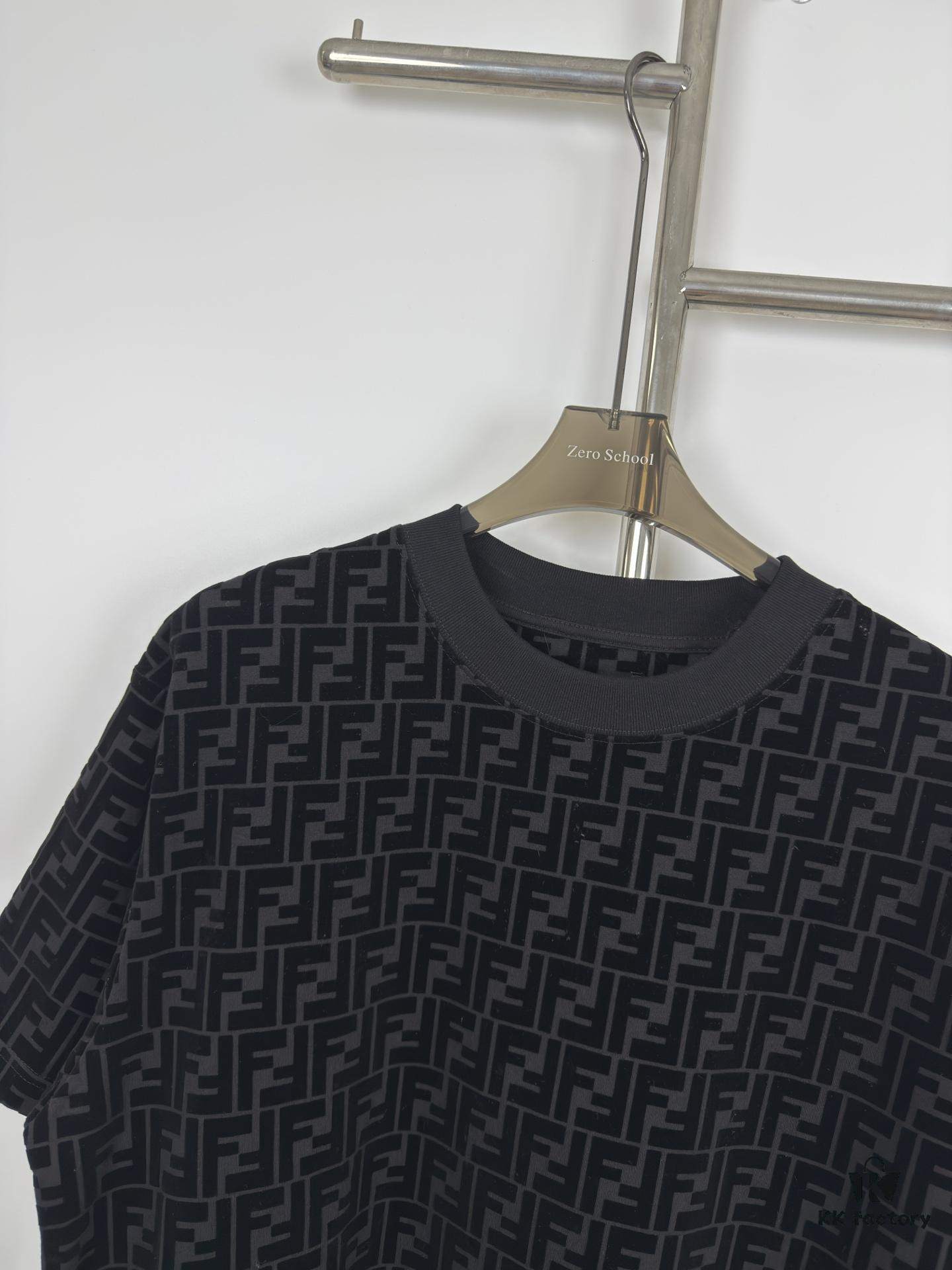 6931a132ccd8ab3d7af95203 New FENDI Jacquard Velour All-Over Print Short Sleeve T-Shirt Unisex Summer Wear