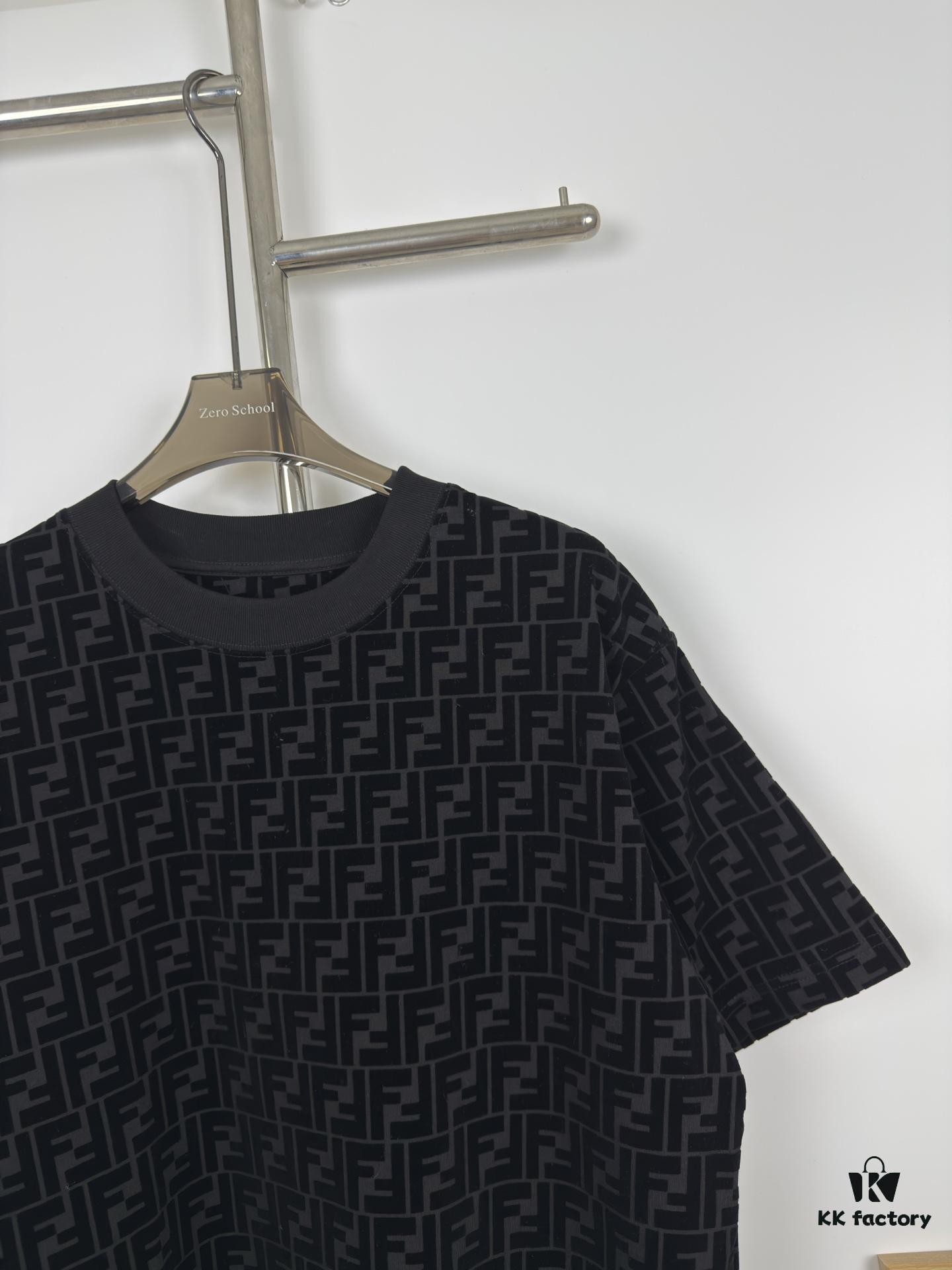 6931a132ccd8ab3d7af95204 New FENDI Jacquard Velour All-Over Print Short Sleeve T-Shirt Unisex Summer Wear