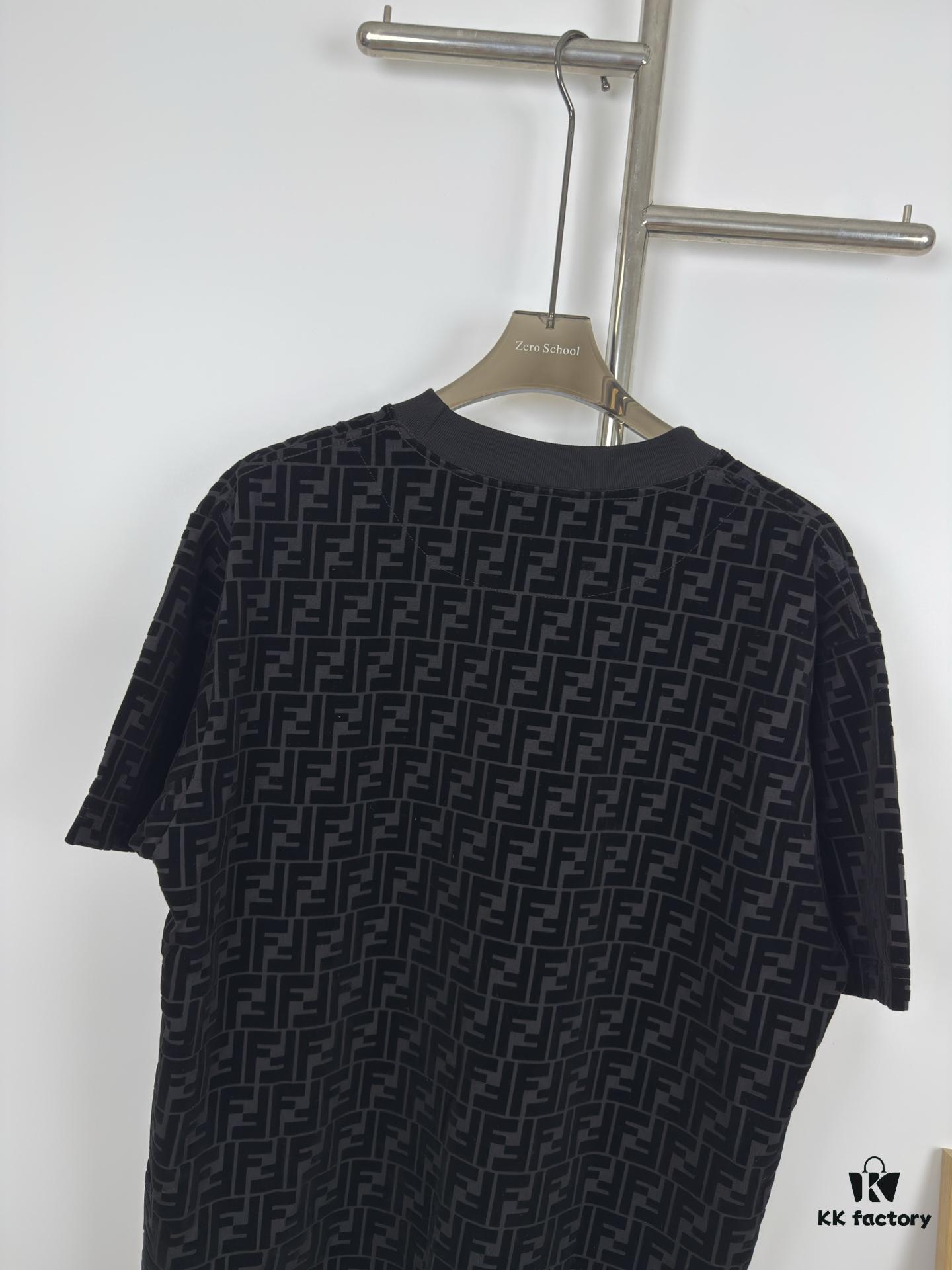 6931a132ccd8ab3d7af95205 New FENDI Jacquard Velour All-Over Print Short Sleeve T-Shirt Unisex Summer Wear