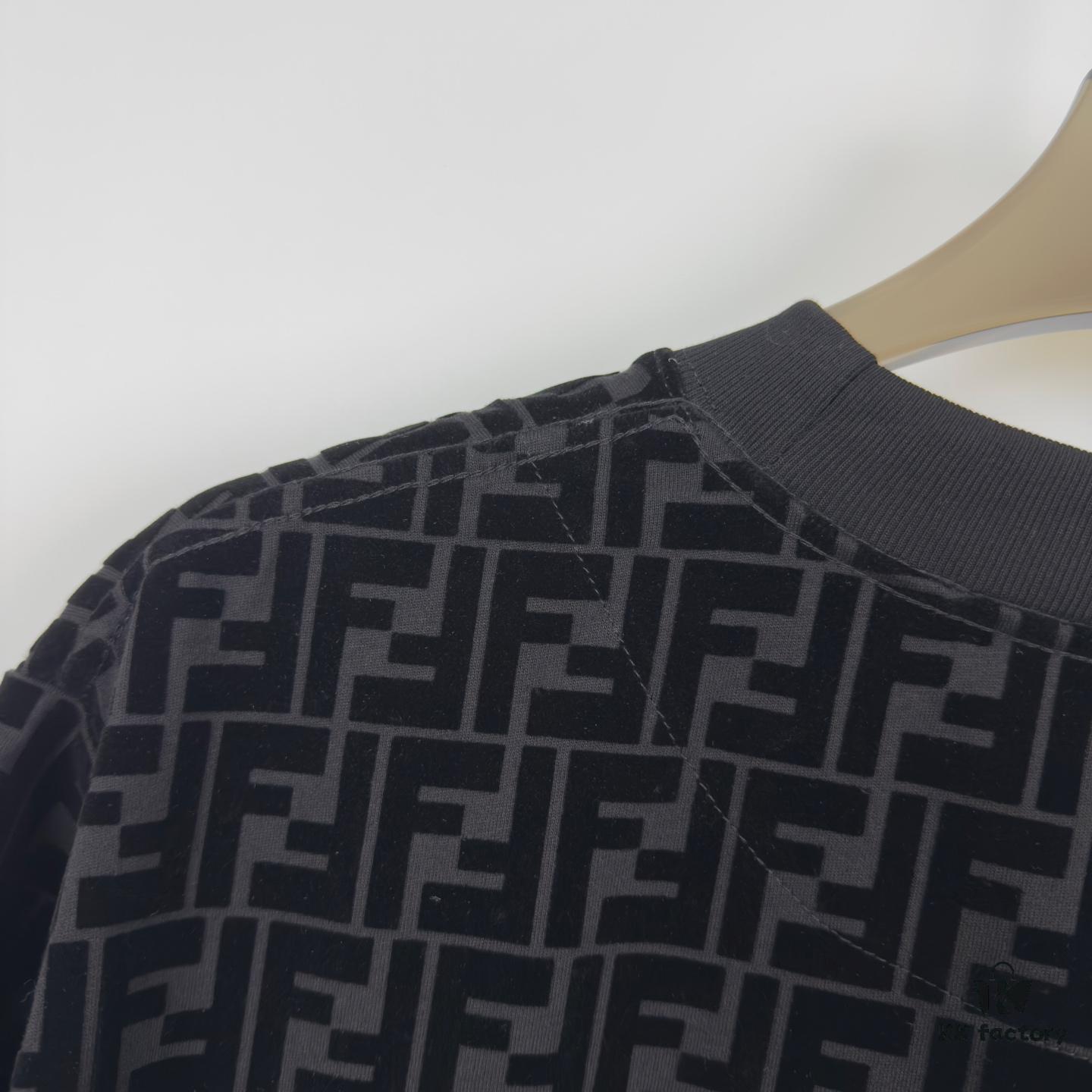 6931a132ccd8ab3d7af95206 New FENDI Jacquard Velour All-Over Print Short Sleeve T-Shirt Unisex Summer Wear