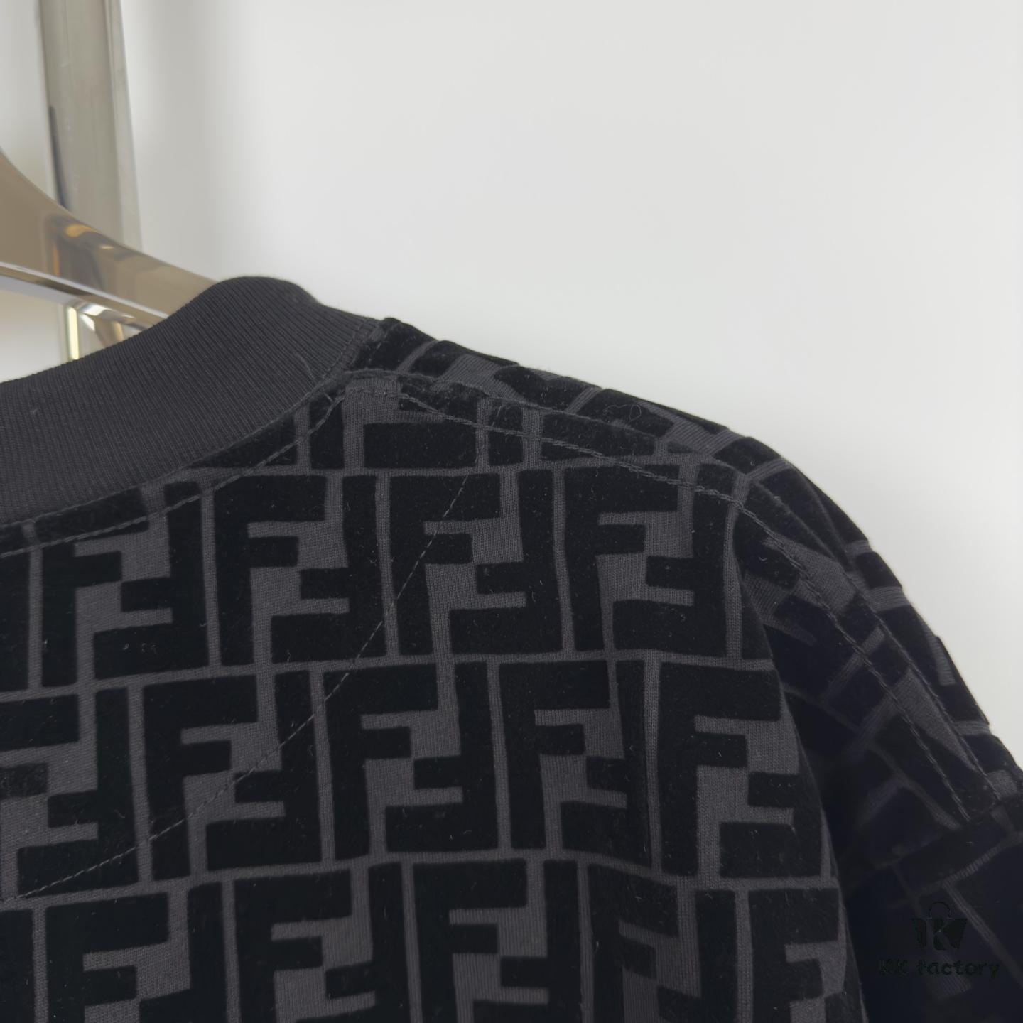 6931a132ccd8ab3d7af95207 New FENDI Jacquard Velour All-Over Print Short Sleeve T-Shirt Unisex Summer Wear