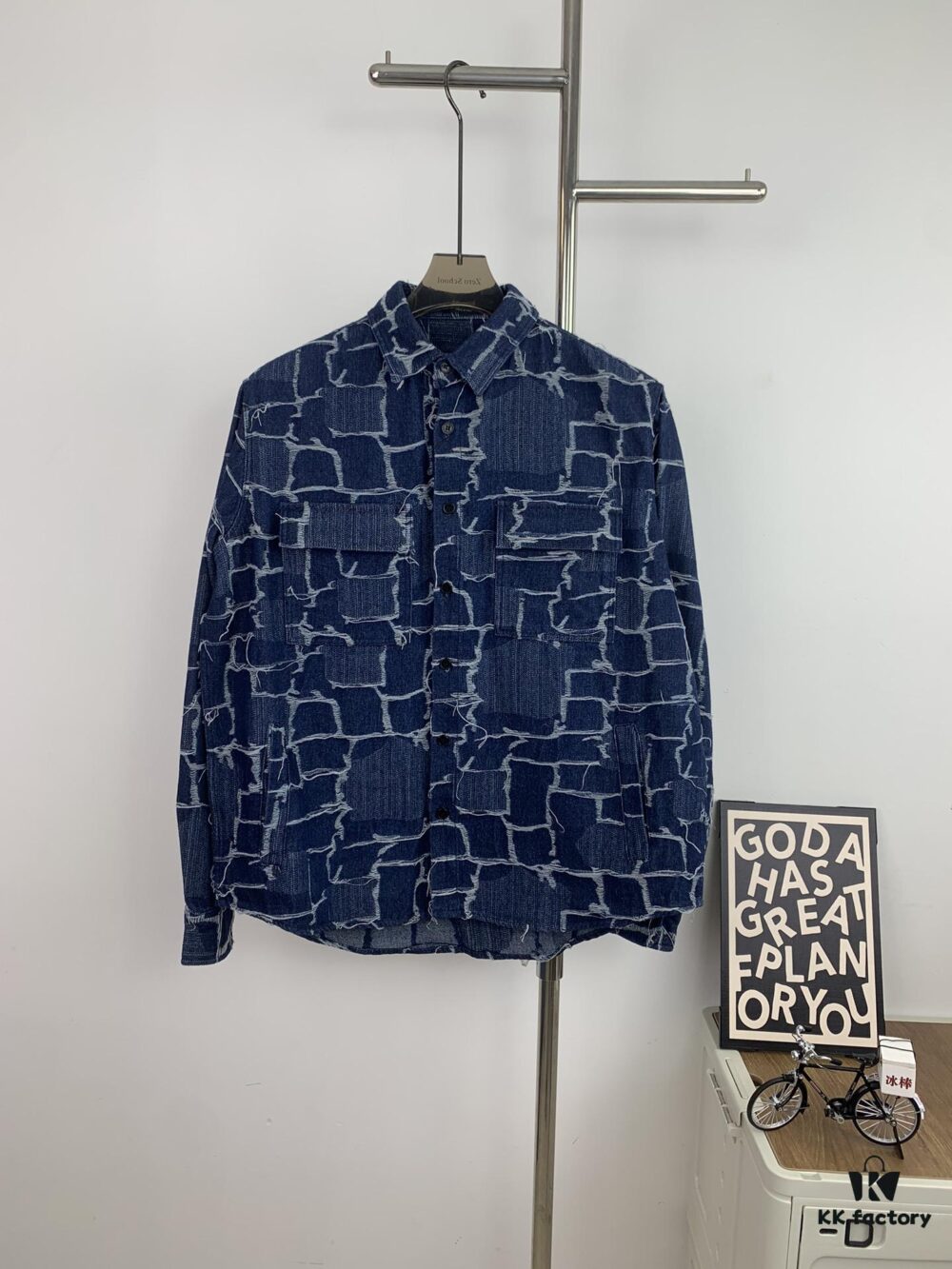 6931a132ccd8ab3d7af9520b New FENDI Logo Jacquard Denim Shirt with Fringe and Double F Pattern, Spring/Summer 2024 Collection Long Sleeve Casual Shirt