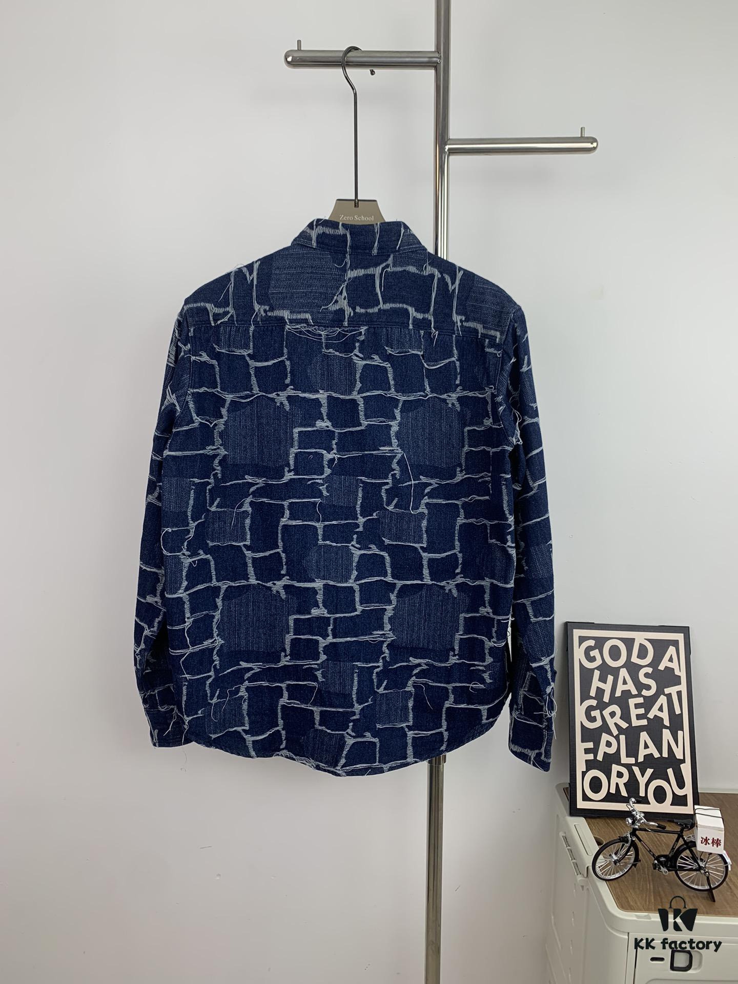 6931a132ccd8ab3d7af9520c New FENDI Logo Jacquard Denim Shirt with Fringe and Double F Pattern, Spring/Summer 2024 Collection Long Sleeve Casual Shirt