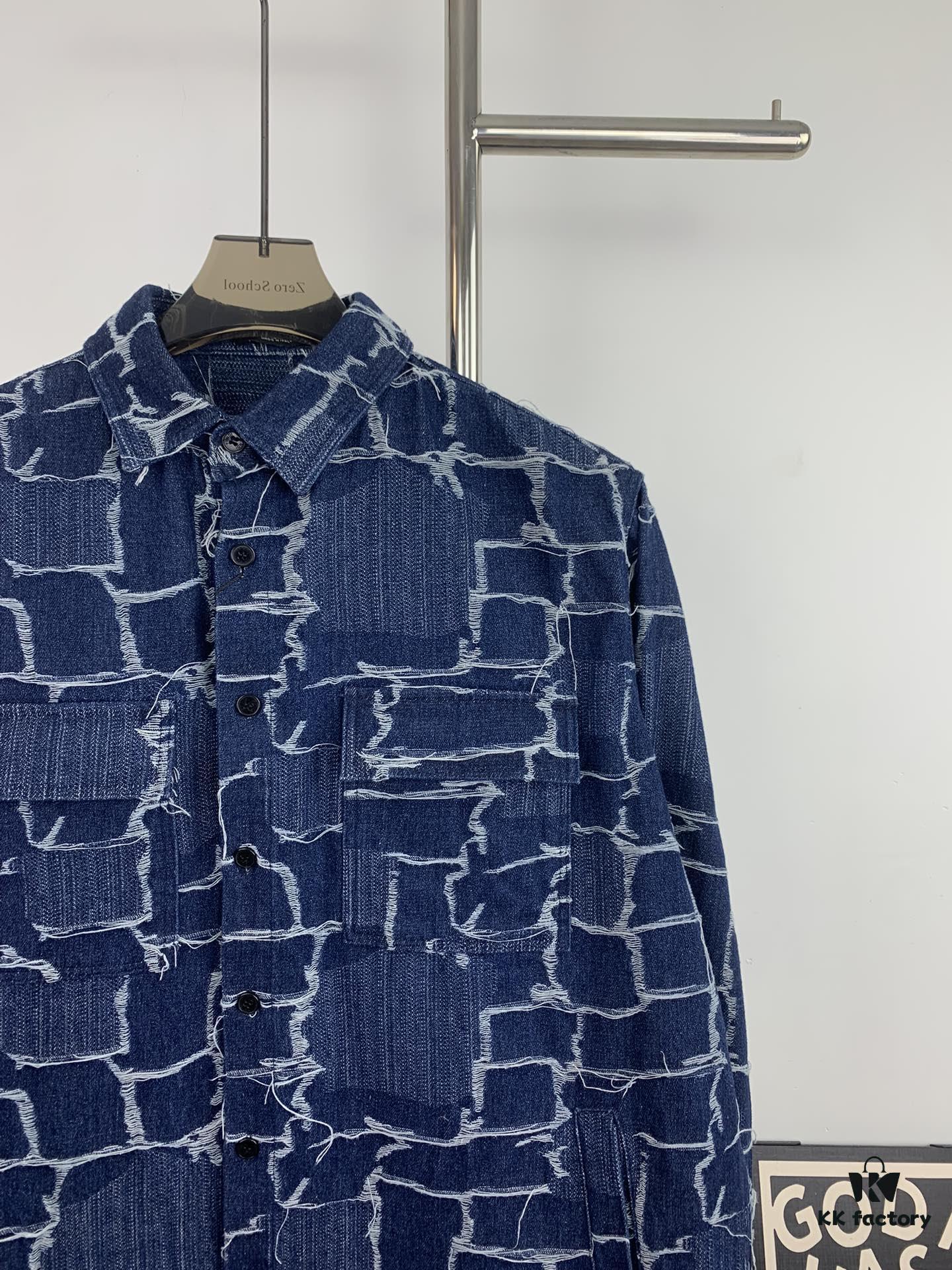 6931a132ccd8ab3d7af9520e New FENDI Logo Jacquard Denim Shirt with Fringe and Double F Pattern, Spring/Summer 2024 Collection Long Sleeve Casual Shirt