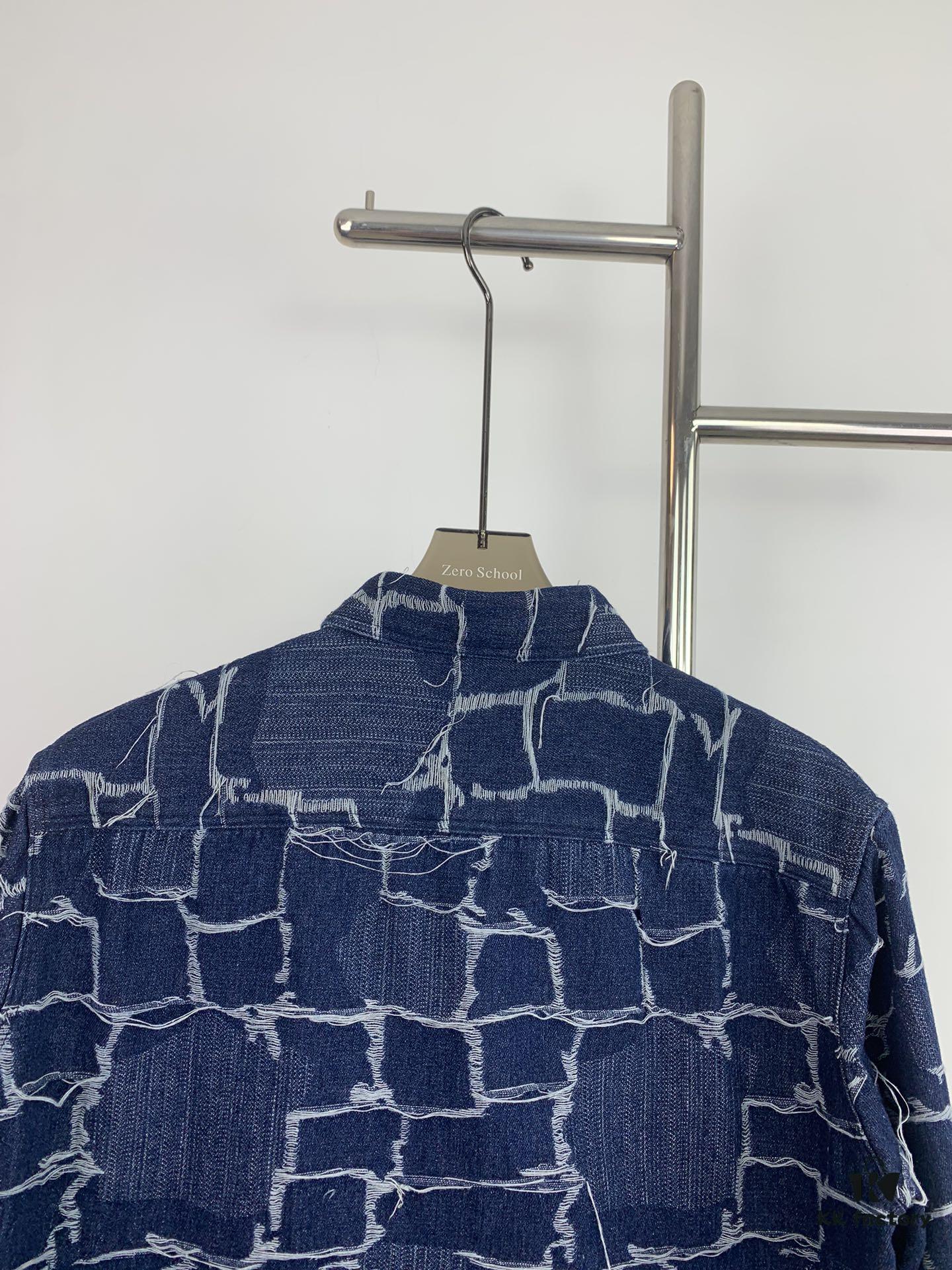 6931a132ccd8ab3d7af9520f New FENDI Logo Jacquard Denim Shirt with Fringe and Double F Pattern, Spring/Summer 2024 Collection Long Sleeve Casual Shirt