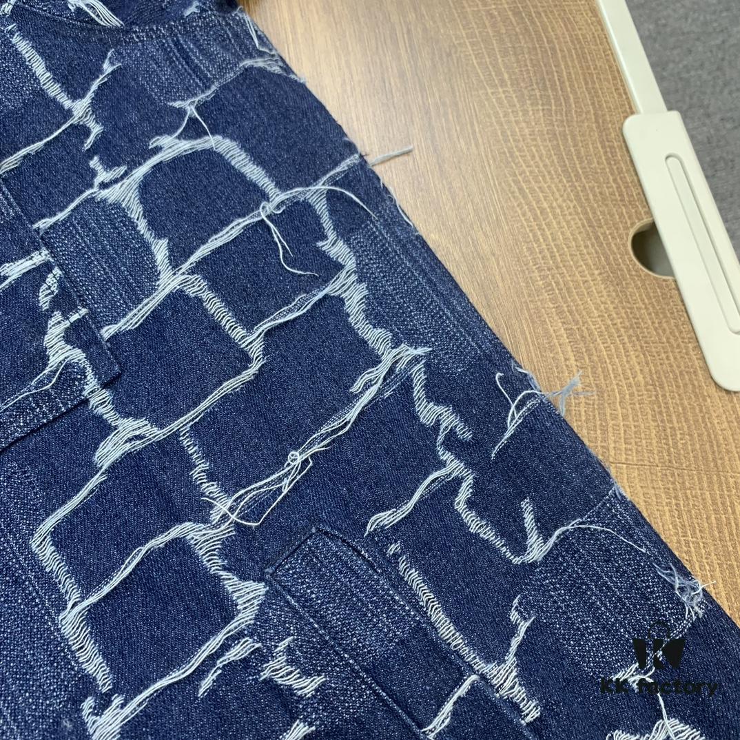 6931a132ccd8ab3d7af95211 New FENDI Logo Jacquard Denim Shirt with Fringe and Double F Pattern, Spring/Summer 2024 Collection Long Sleeve Casual Shirt