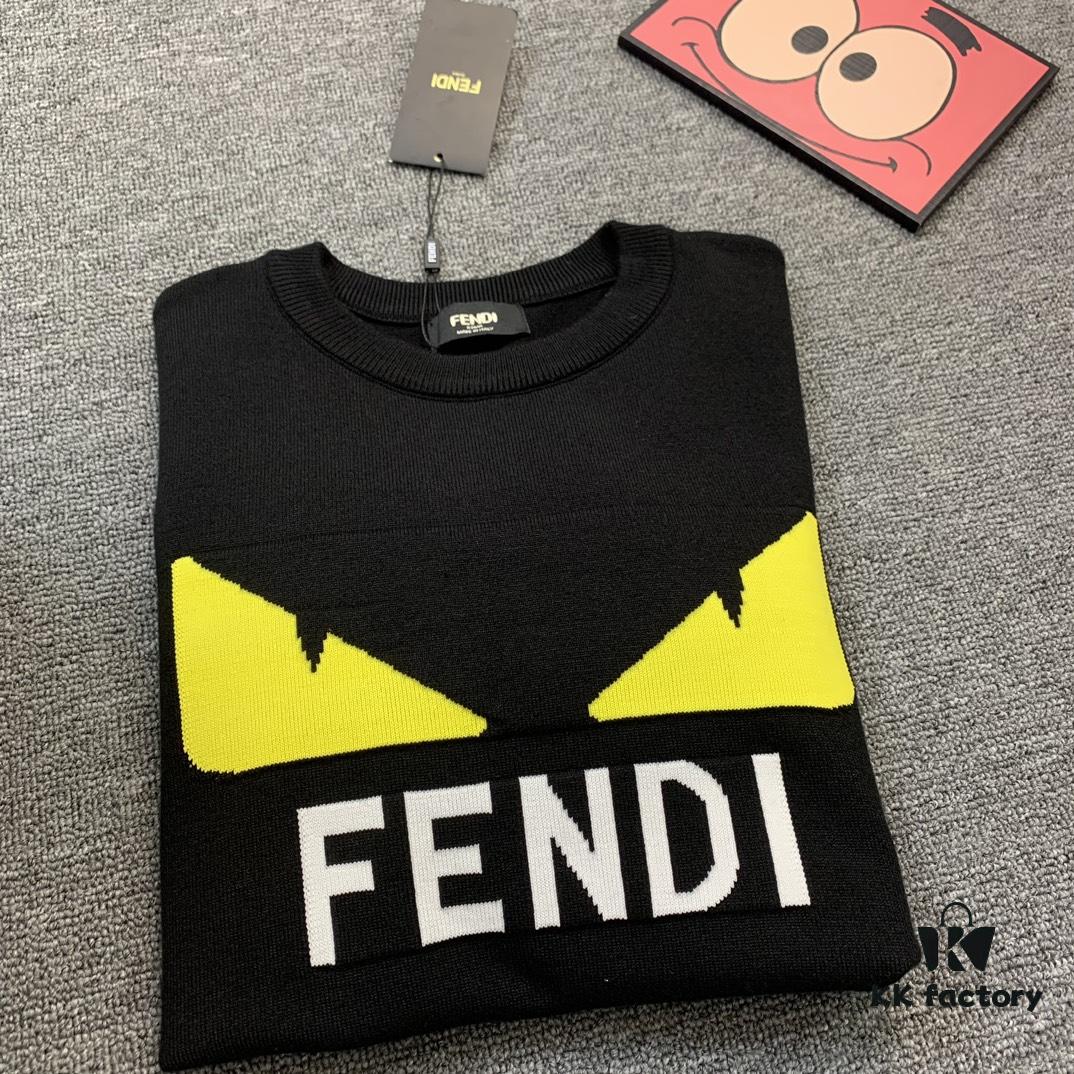 6931a133ccd8ab3d7af9521d New FENDI Monogram 'Big Demon Eye' Jacquard Knit Short-Sleeve T-Shirt Unisex