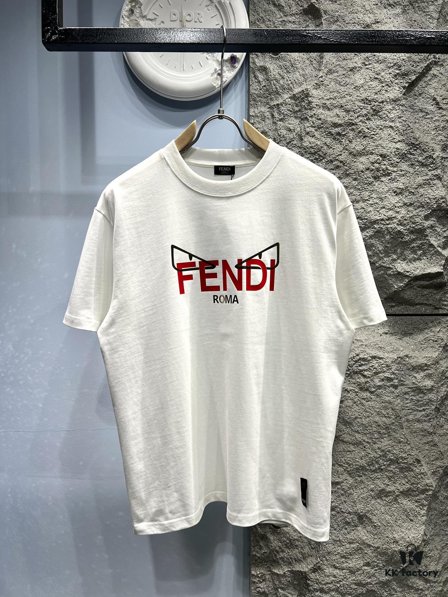 6931a136ccd8ab3d7af95250 FENDI Fluorescent Letter Print Short-Sleeve T-Shirt
