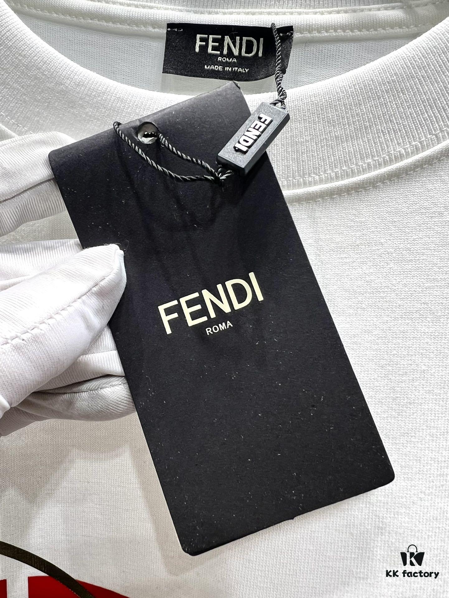 6931a136ccd8ab3d7af95256 FENDI Fluorescent Letter Print Short-Sleeve T-Shirt