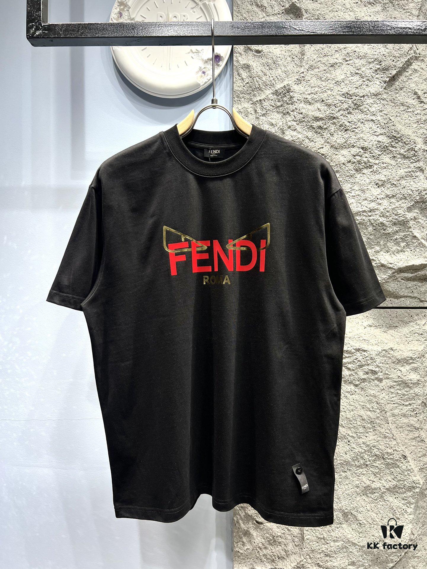 6931a136ccd8ab3d7af95259 FENDI Fluorescent Logo Print Short Sleeve T-Shirt