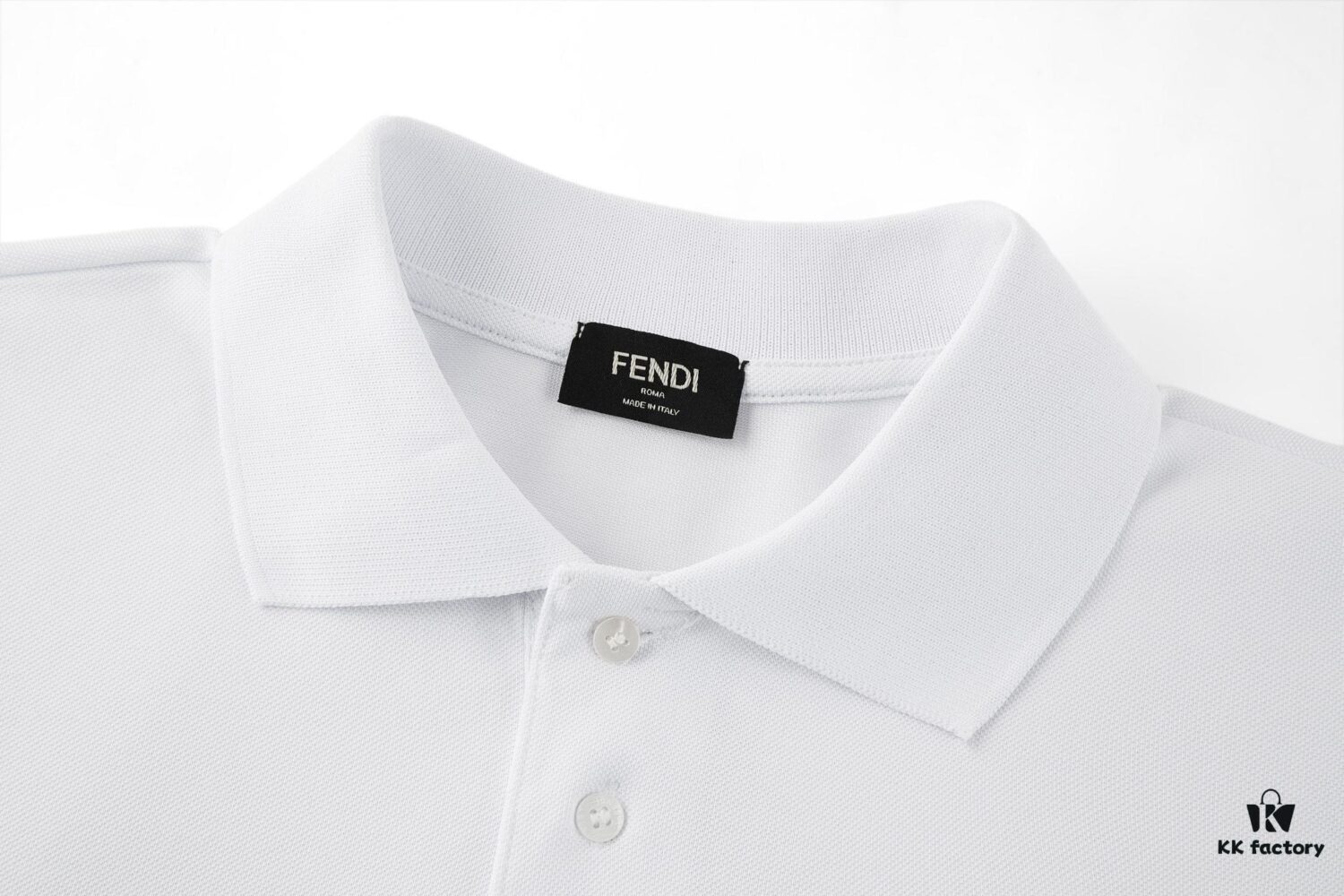 6931a13bccd8ab3d7af952b8 FENDI FF Logo Embossed Knit Polo Shirt - Original Development Top Version