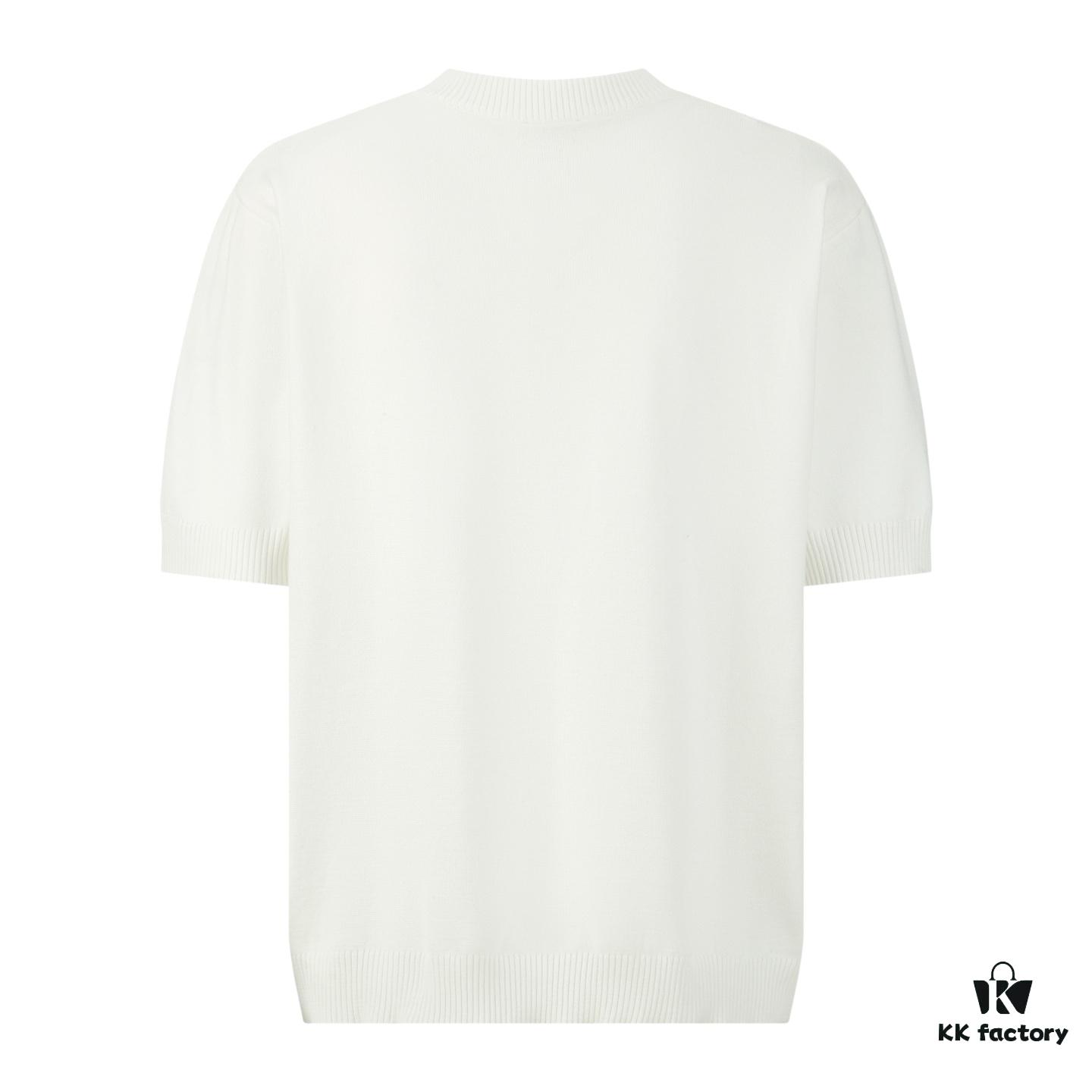 6931a13cccd8ab3d7af952c8 FENDI FF Logo Cotton-Wool Knit Short Sleeve Sweater