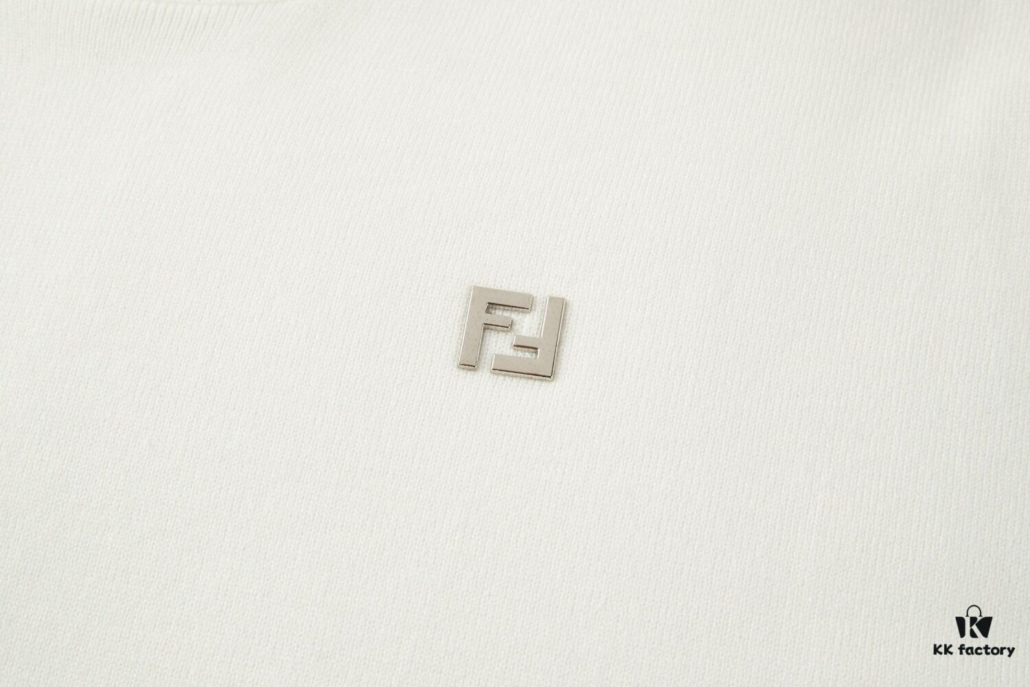 6931a13cccd8ab3d7af952cd FENDI FF Logo Cotton-Wool Knit Short Sleeve Sweater