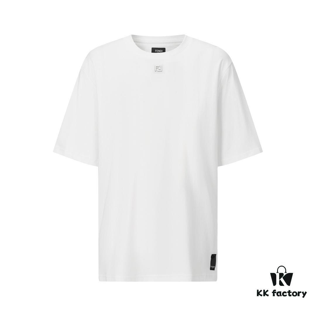 6931a13cccd8ab3d7af952d9 FENDI Hardware Embossed Short Sleeve T-Shirt