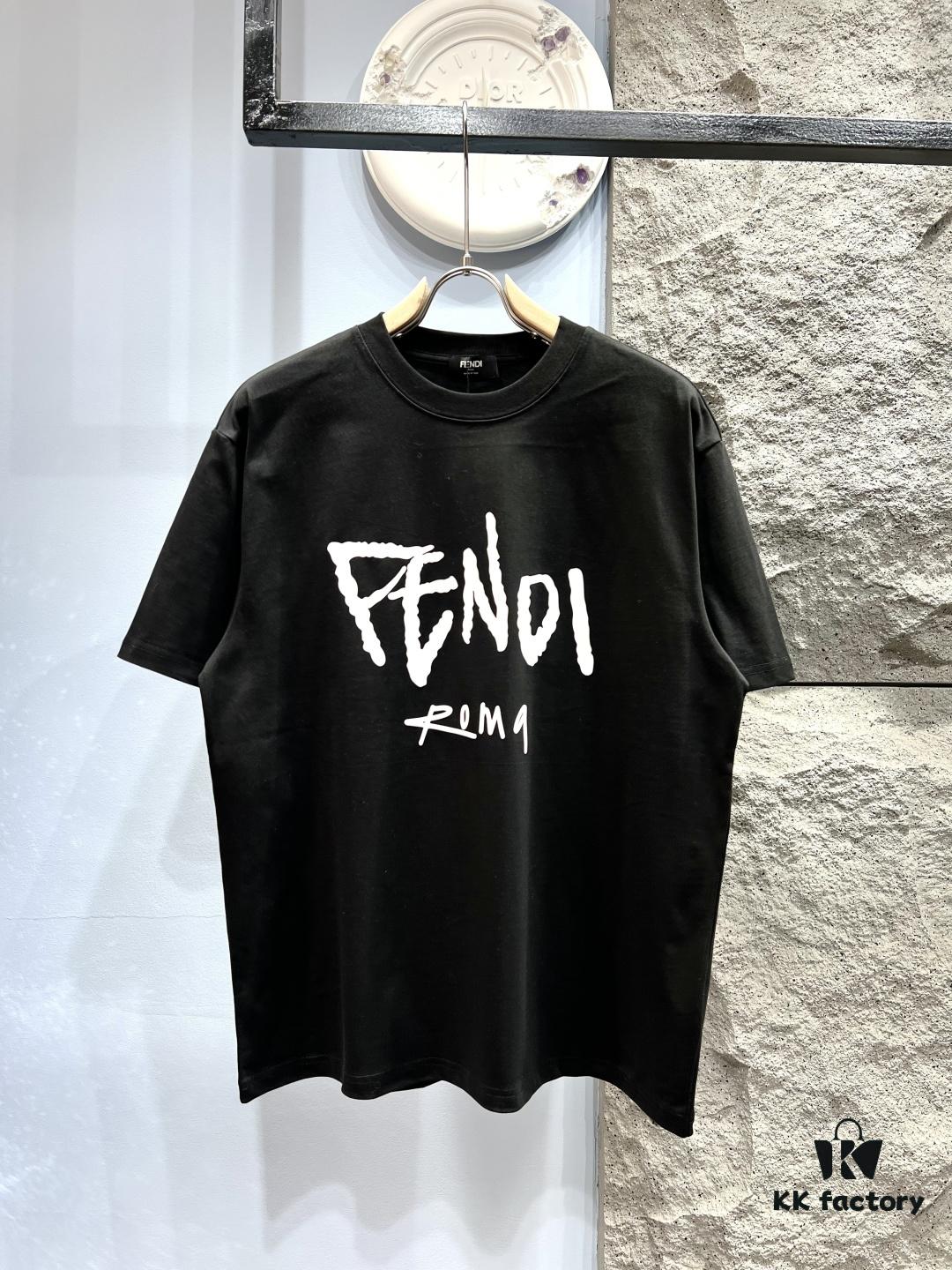 6931a140ccd8ab3d7af95308 FENDI Logo-Embroidered Webbing Flag Short Sleeve T-Shirt