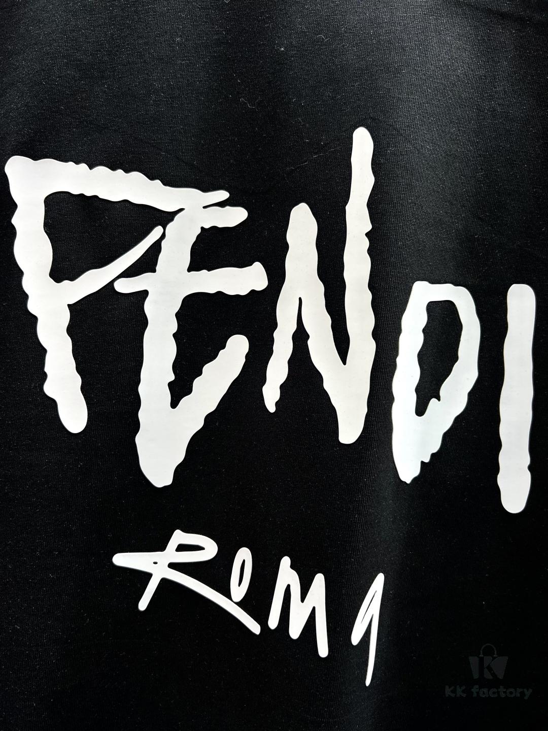 6931a140ccd8ab3d7af9530b FENDI Logo-Embroidered Webbing Flag Short Sleeve T-Shirt