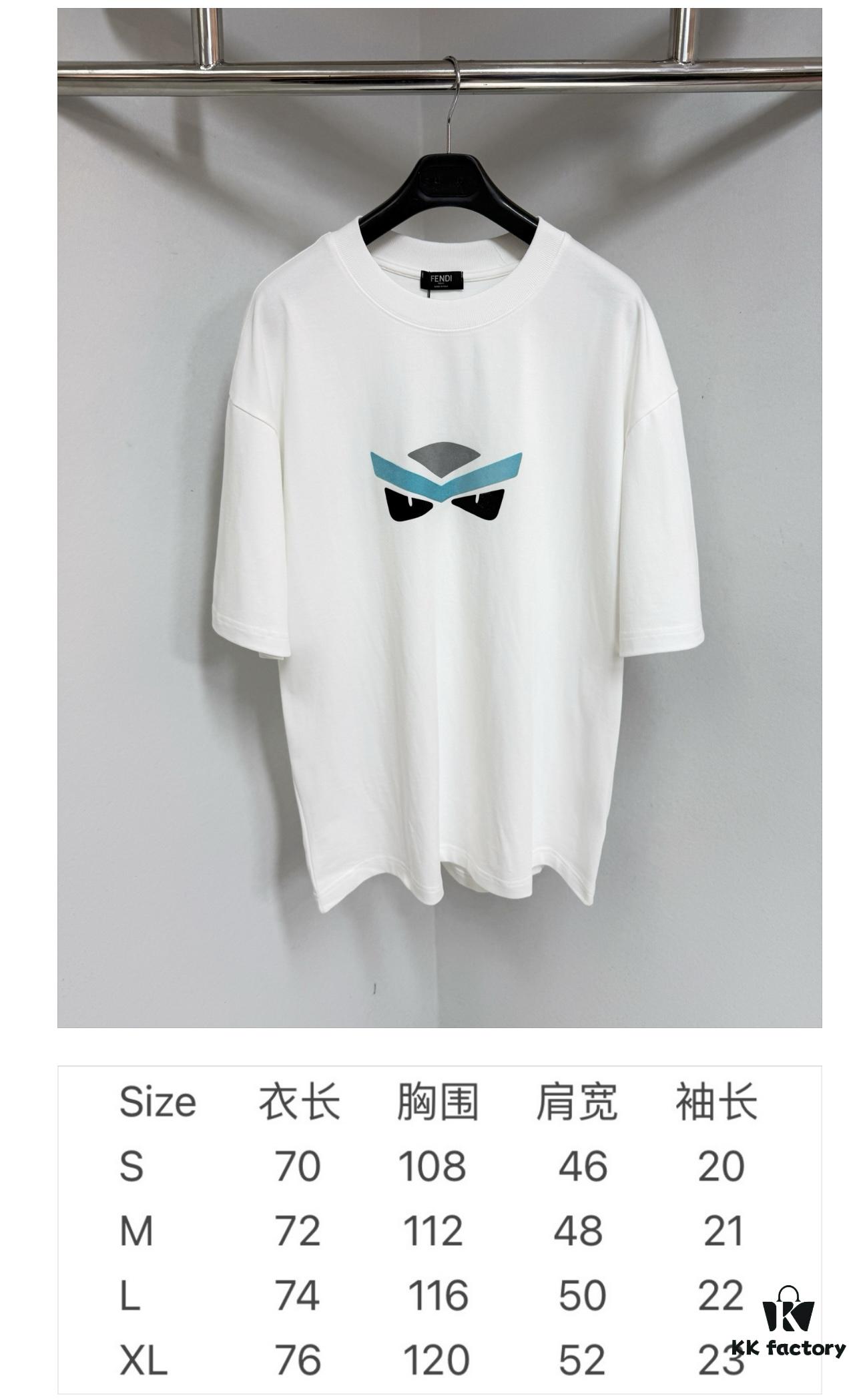 6931a145ccd8ab3d7af95360 FENDI Round-Neck Short-Sleeve T-Shirt with Eye Print, Made of Pure Cotton Fabric Featuring Golden Snake-Eye Design on Front, Embellished with Logo Letter Printing, Mother-of-Pearl Buttons, Constructed with 50S Two-Ply 260g Fabric, Exquisite Detailing Between Prints Without Fraying or Overspilling