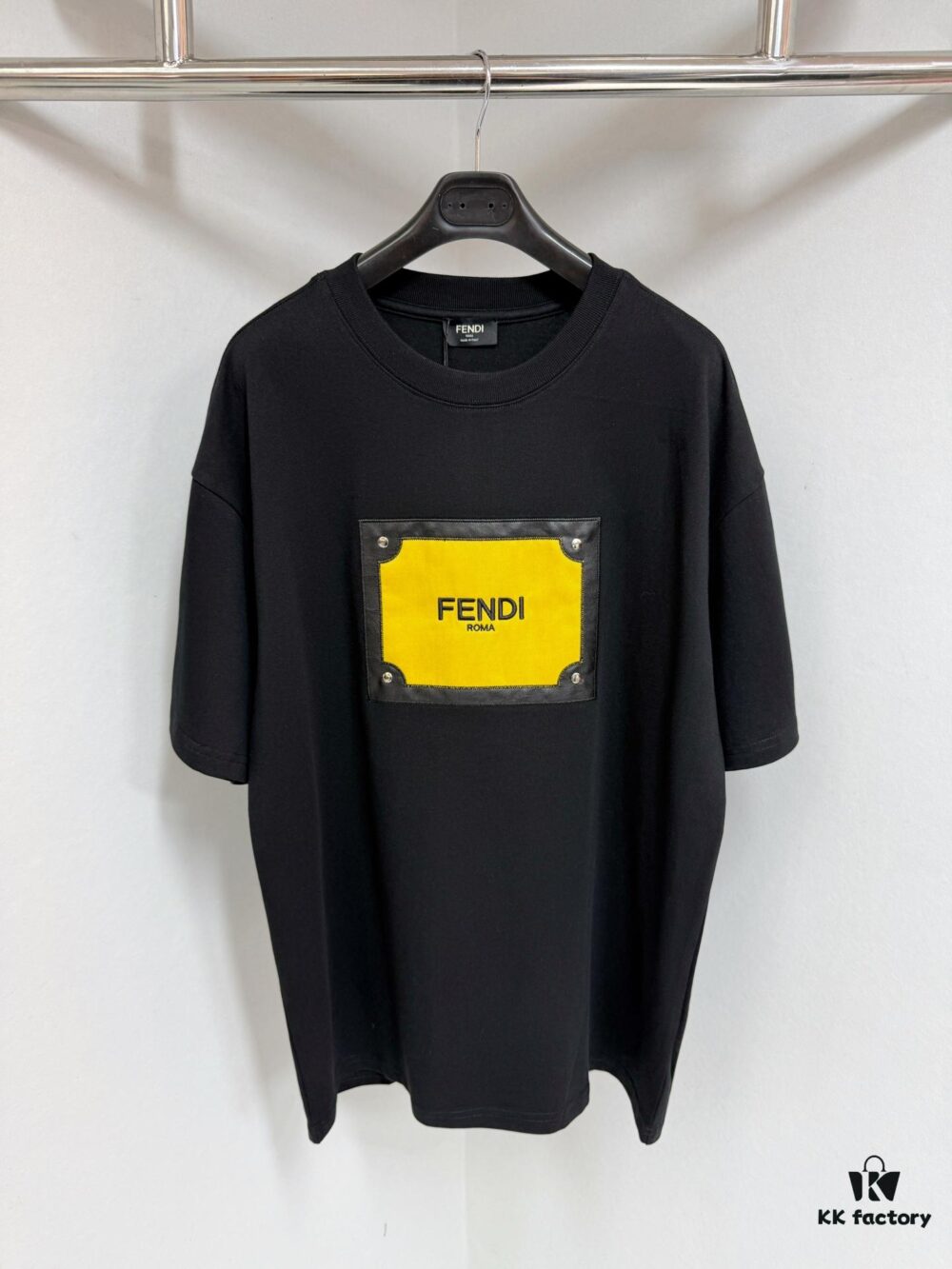 6931a146ccd8ab3d7af95371 FENDI Cotton Blend Letter Appliqué Round Neck Short Sleeve T-Shirt