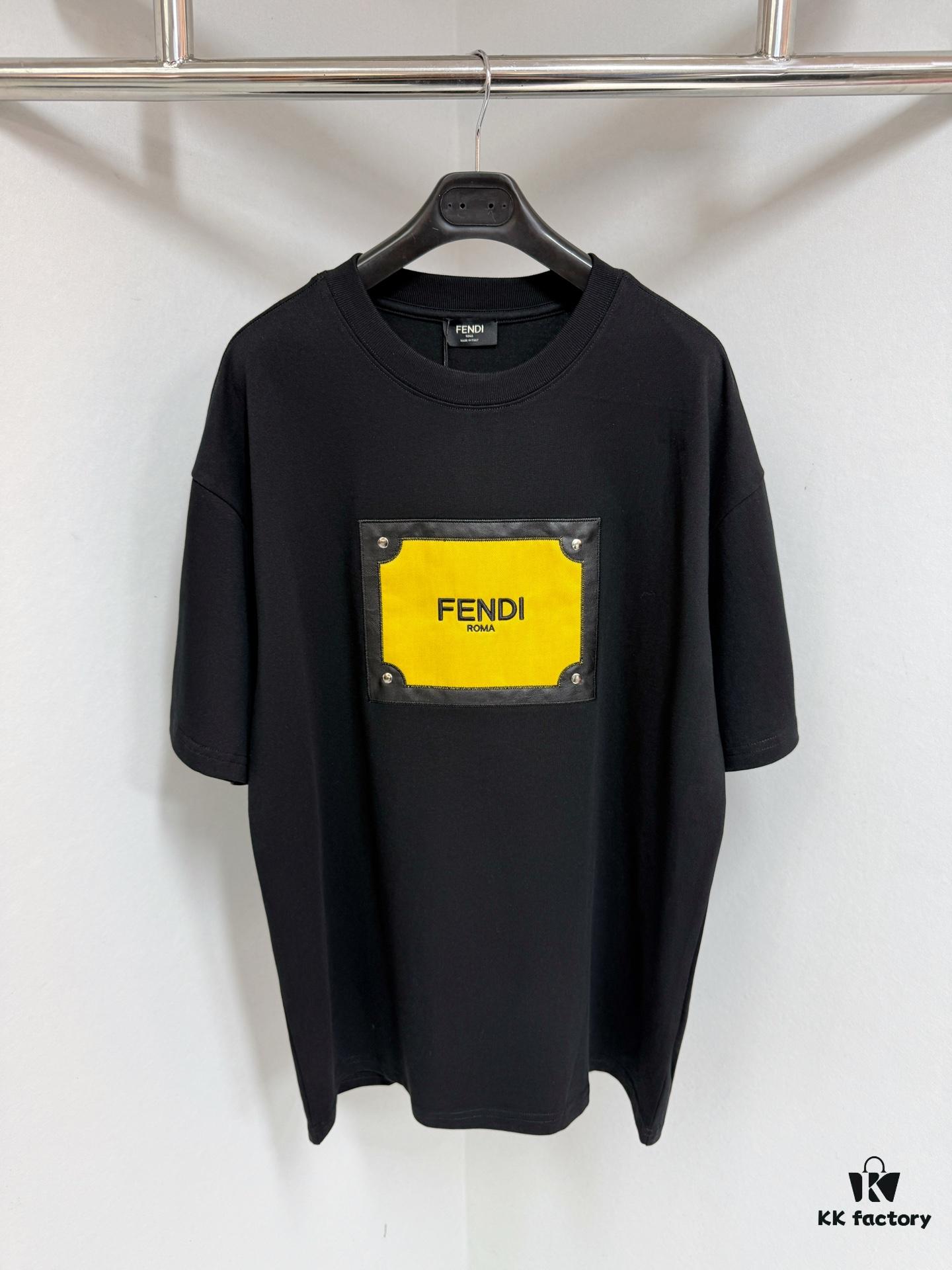 6931a146ccd8ab3d7af95371 FENDI Cotton Blend Letter Appliqué Round Neck Short Sleeve T-Shirt