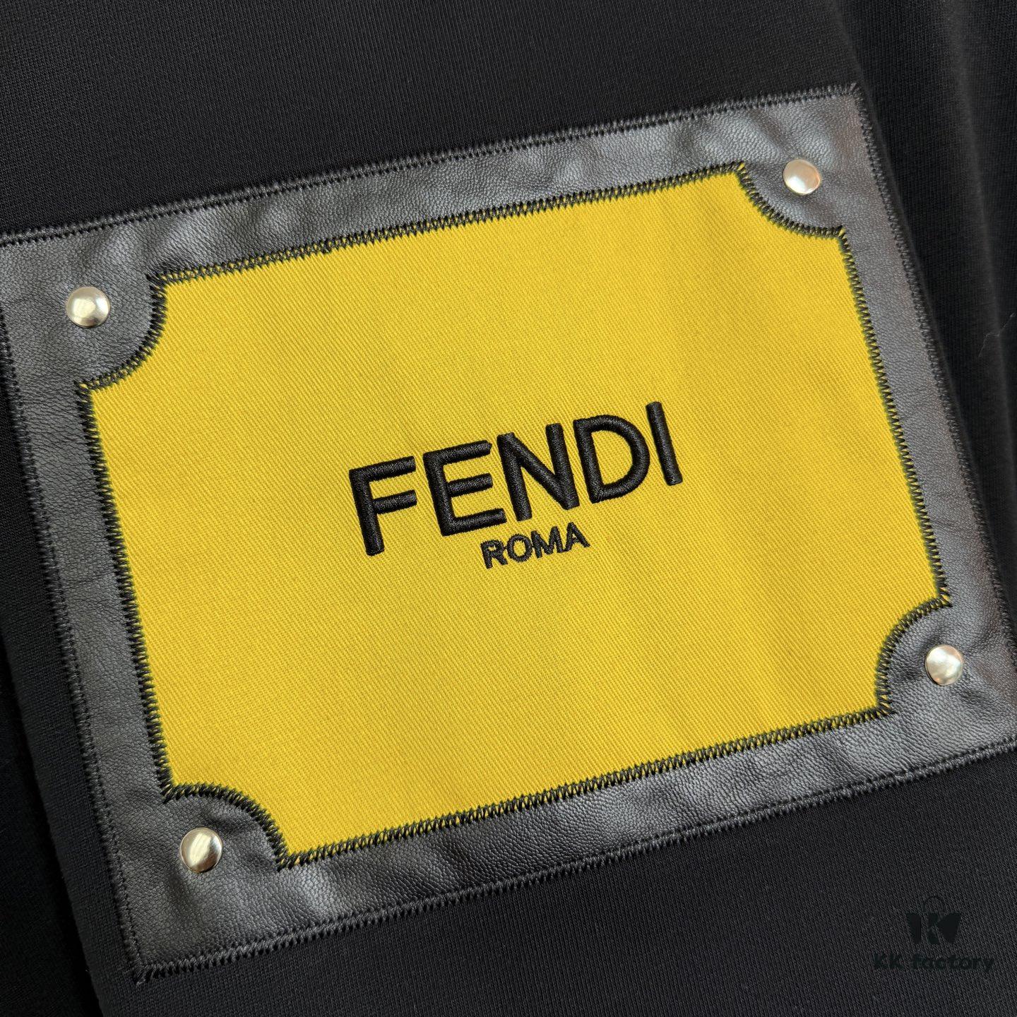 6931a147ccd8ab3d7af95374 FENDI Cotton Blend Letter Appliqué Round Neck Short Sleeve T-Shirt