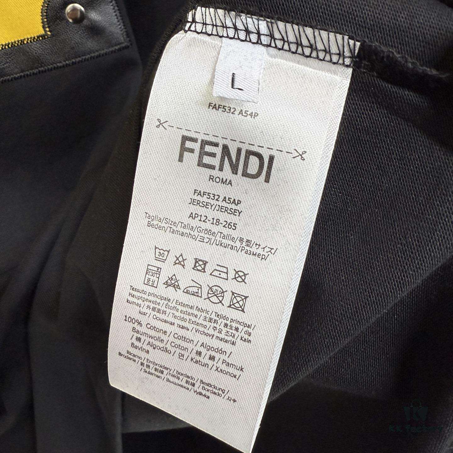 6931a147ccd8ab3d7af95376 FENDI Cotton Blend Letter Appliqué Round Neck Short Sleeve T-Shirt