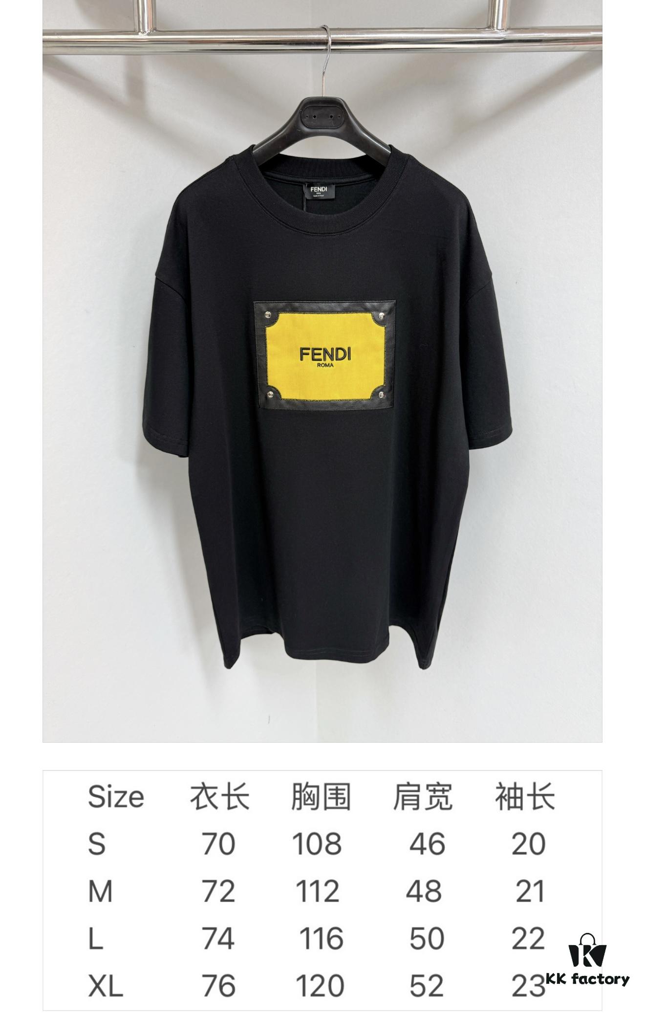 6931a147ccd8ab3d7af95377 FENDI Cotton Blend Letter Appliqué Round Neck Short Sleeve T-Shirt