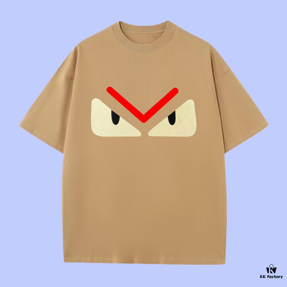 FENDI 2025 Fall Spring/Summer Collection Monster Eye Short-Sleeve T-Shirt Premium Quality, Custom Woven 270G 32-Count Double-Yarn Pure Cotton Fabric, Relaxed Fit Unisex Design