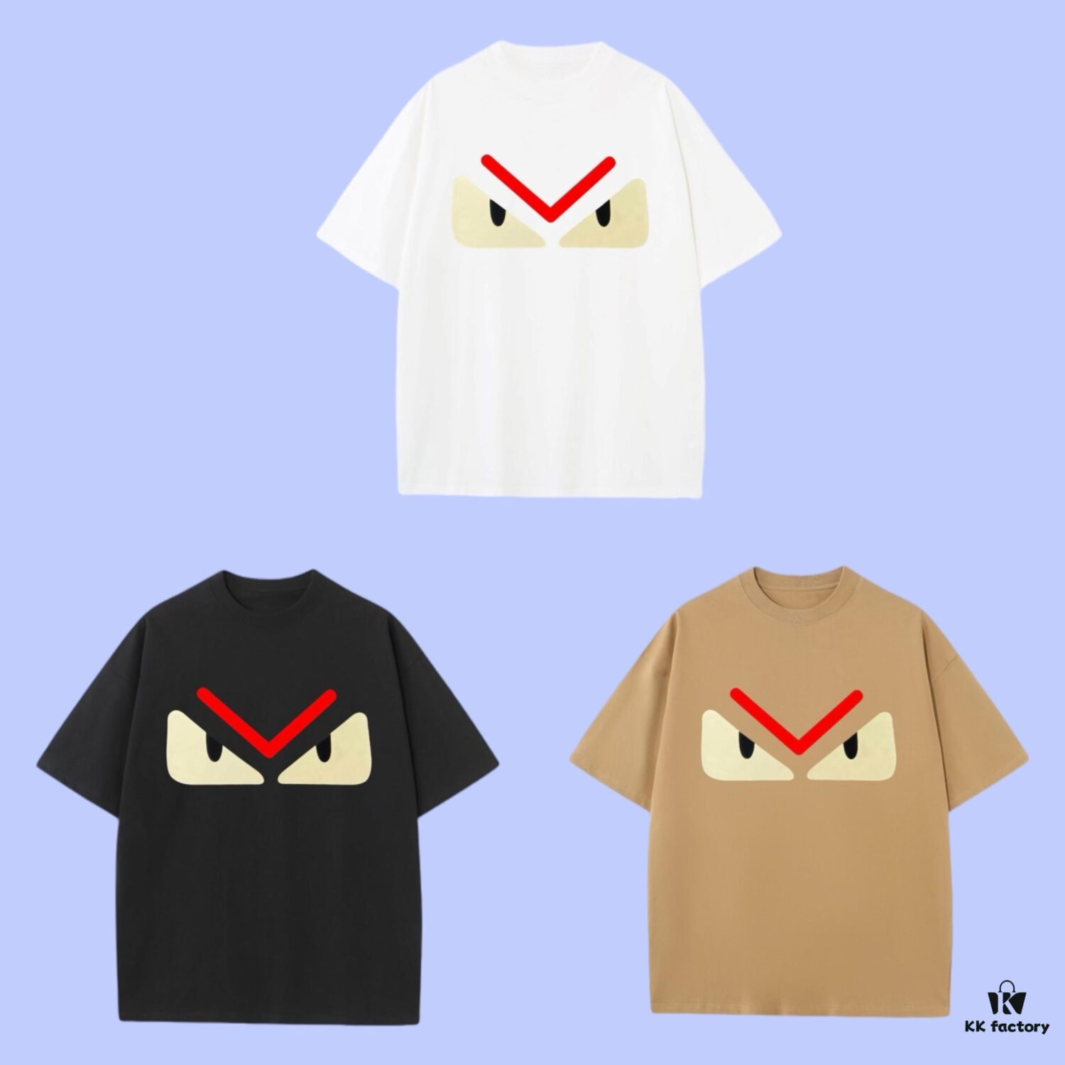 6931a148ccd8ab3d7af9538c FENDI 2025 Fall Spring/Summer Collection Monster Eye Short Sleeve T-Shirt Premium Quality Limited Edition, Custom Woven 270G 32-Count Double-Yarn Pure Cotton Fabric, Relaxed Fit Unisex Design