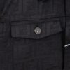 6931a14accd8ab3d7af953b3 FENDI FEND Heavyweight Denim Jacket Coat in Shirt Style, Custom Woven Fabric with FF Jacquard and Towel-Like Bold Lettering