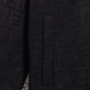 6931a14accd8ab3d7af953b4 FENDI FEND Heavyweight Denim Jacket Coat in Shirt Style, Custom Woven Fabric with FF Jacquard and Towel-Like Bold Lettering